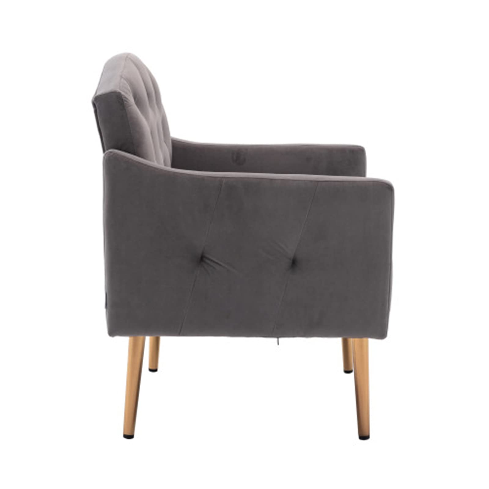 SZLIZCCC Square Velvet Accent Chair with Golden Metal Legs - Modern Single Sofa for Living Room, Bedroom, Coffee Shop & Reception Areas (Grey) - Perfect for Home Decor, Lounge Seating & Office Waiting Rooms