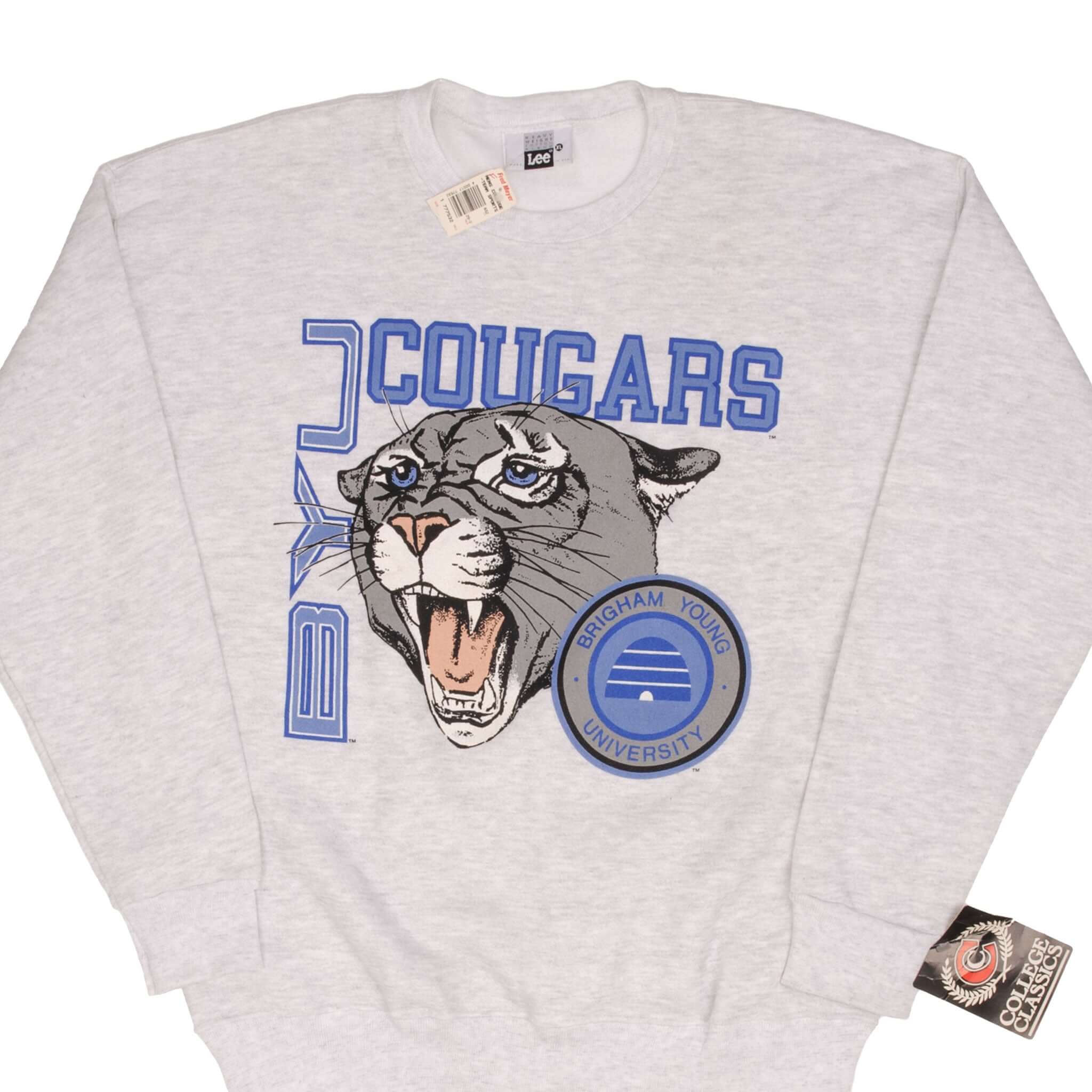 Vintage BYU Brigham Young University Cougars 1990s Sweatshirt XL - Made in USA Deadstock - Perfect for College Fans & Retro Fashion Lovers