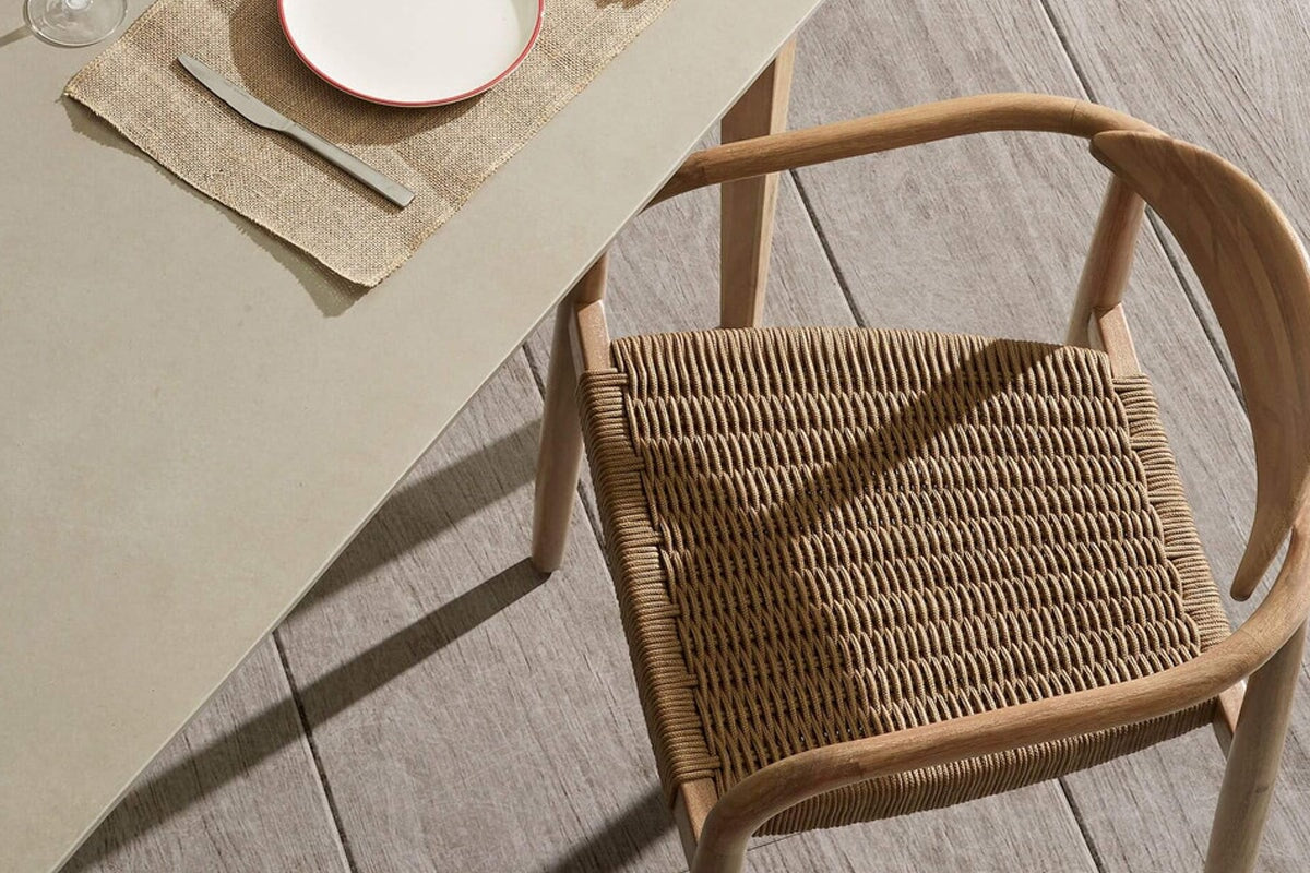 Como Glynis Casual Dining Wooden Rope Chair - Modern Farmhouse Style Accent Chair for Living Room, Bedroom, or Patio - Perfect for Relaxing and Entertaining Guests