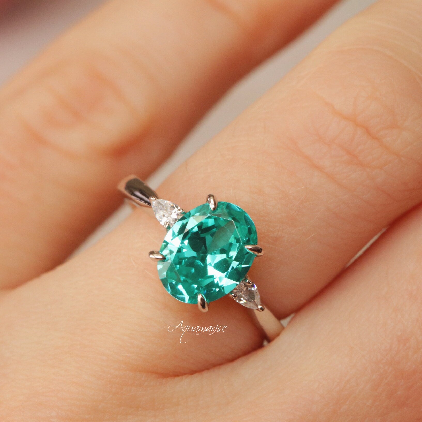 Elegant Elena Paraiba Tourmaline Ring in Sterling Silver - Perfect for Weddings, Anniversaries & Special Occasions