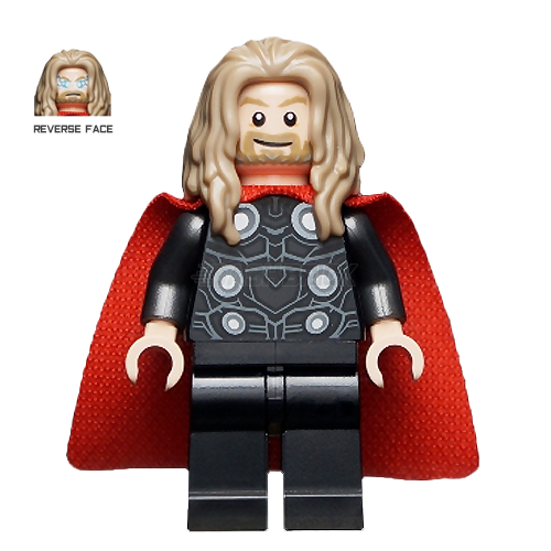 LEGO Minifigure Thor with Long Dark Tan Hair - Avengers Endgame Marvel Superhero Action Figure for Collectors & Kids - Perfect for Display, Play & Marvel Movie Scenes