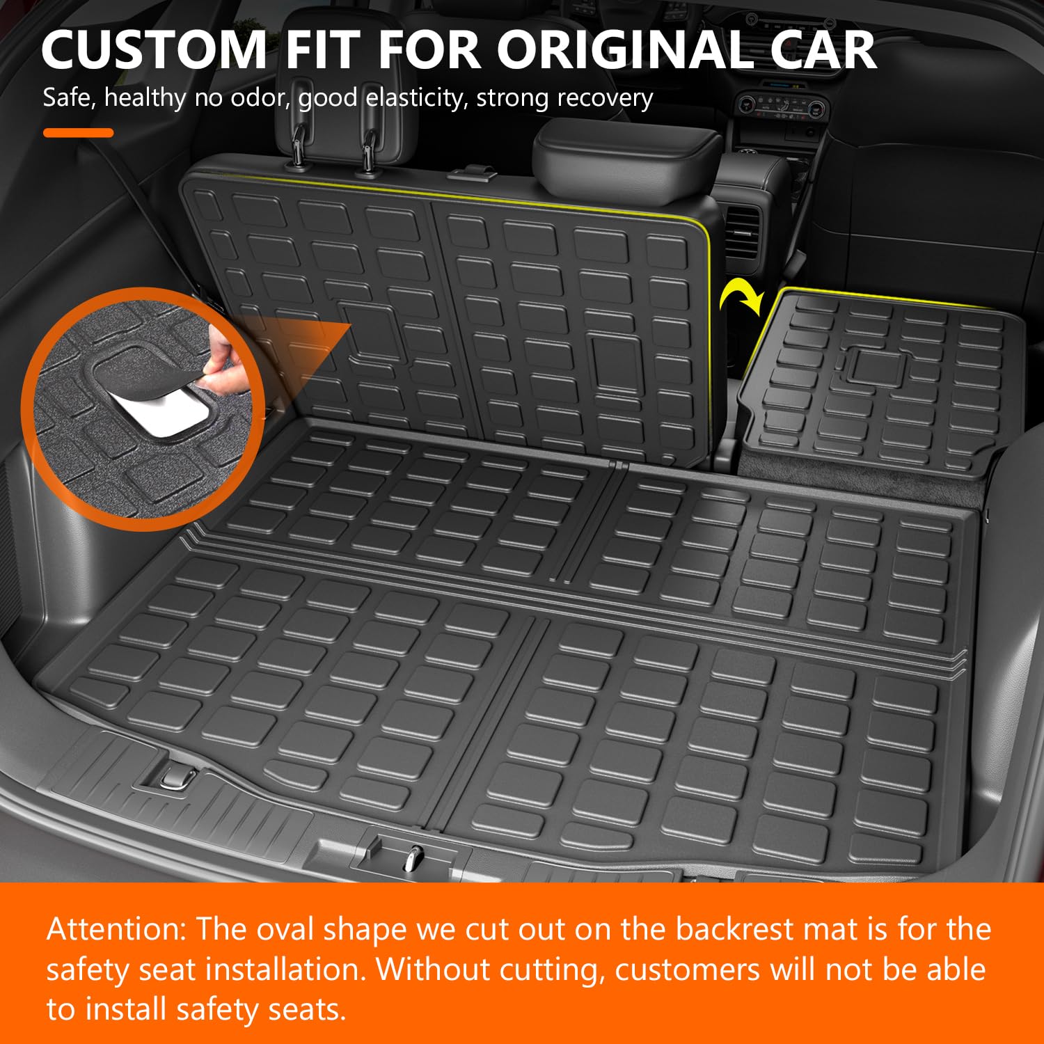 2020-2025 Ford Escape Trunk Liner Mat - Heavy Duty TPE All Weather Cargo Mat Protector with Backrest Cover | Perfect for Road Trips, Camping & Grocery Hauling | Compatible with Ford Escape SUV Accessories