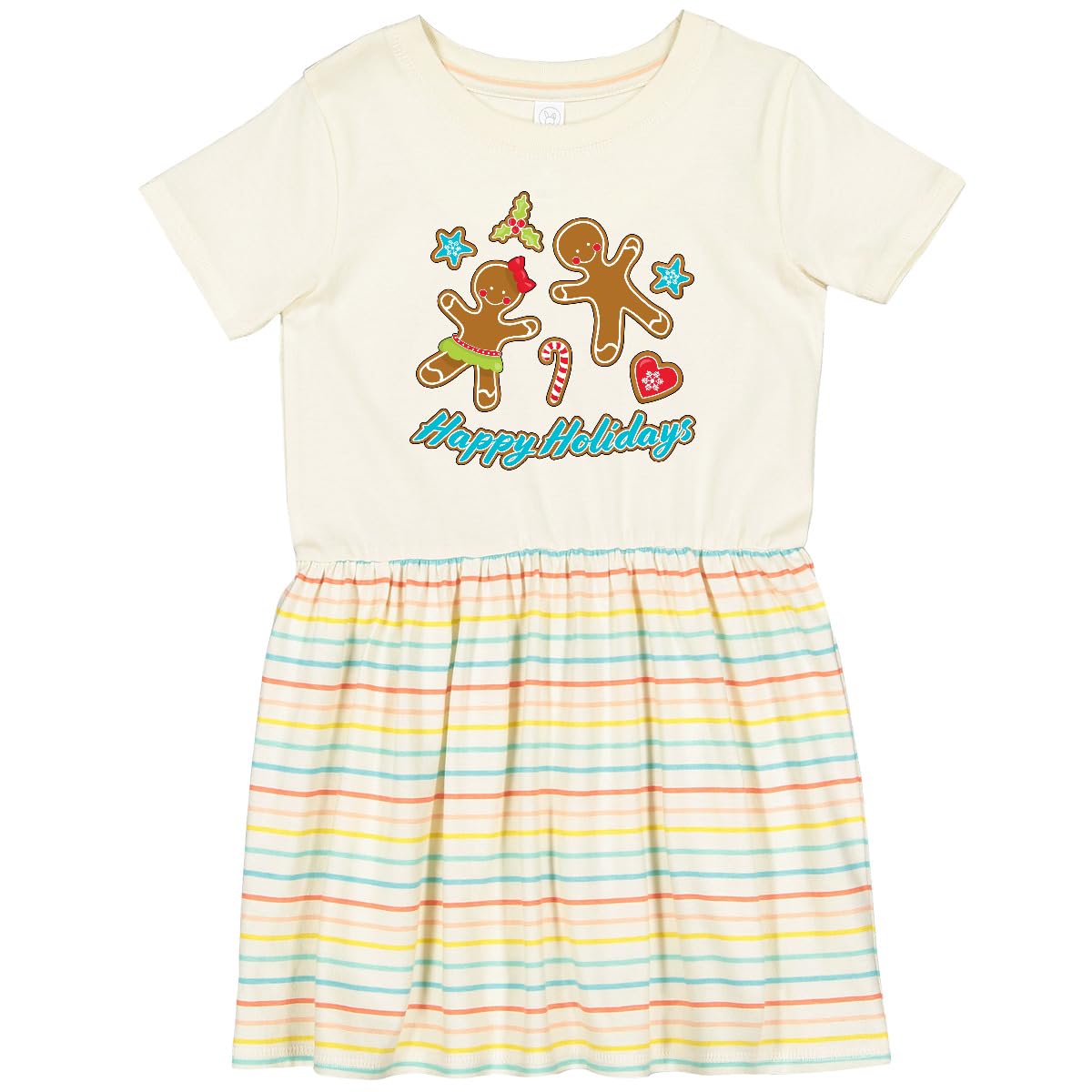 Happy Holidays Gingerbread Toddler Dress for Christmas Parties