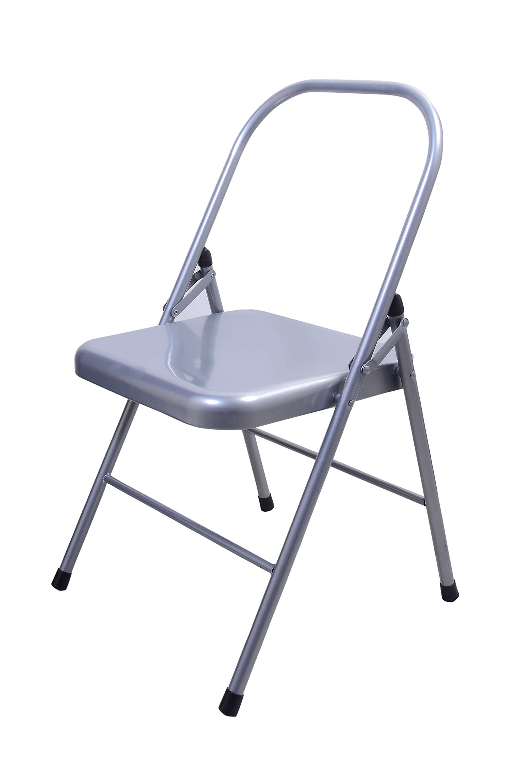 YOGIKUTI Silver Yoga Chair - Premium Metal Iyengar Yoga Stool for Home & Studio Practice - Perfect for Meditation, Stretching & Back Support