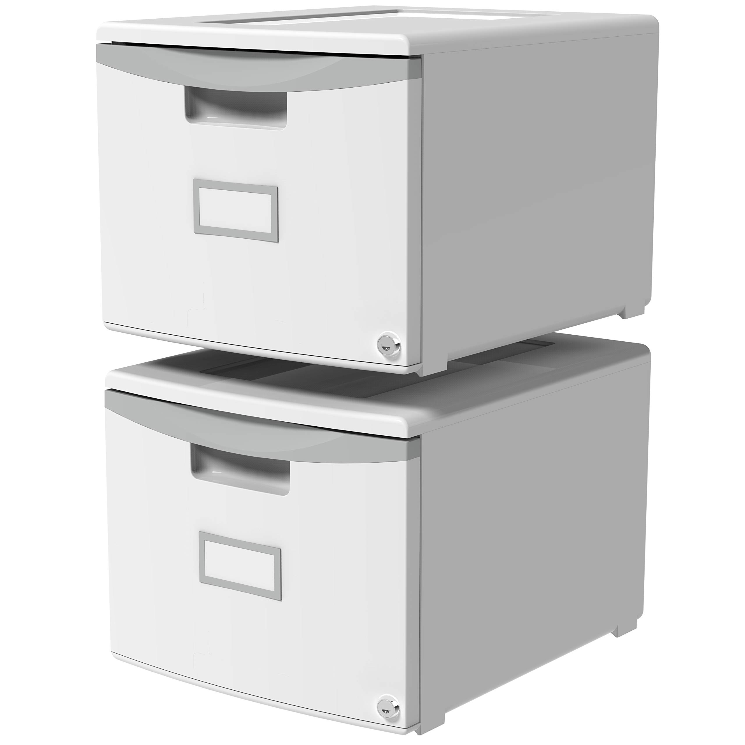 Storex 61261A02C 2-Pack Grey/Dark Grey File Cabinet - Office Organization & Document Storage Solution for Home & Business