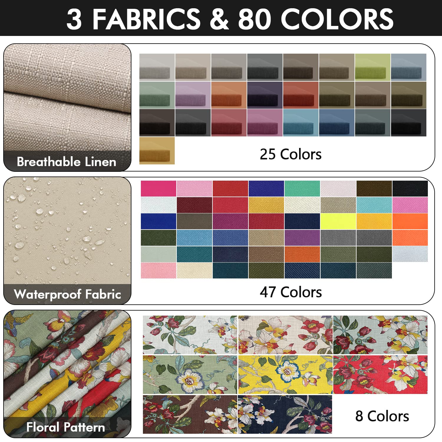 Custom Size Bench Cushion - Waterproof & Non-Slip Bay Window Seat Pads for Outdoor Furniture, Patio Bench Swing (1.97