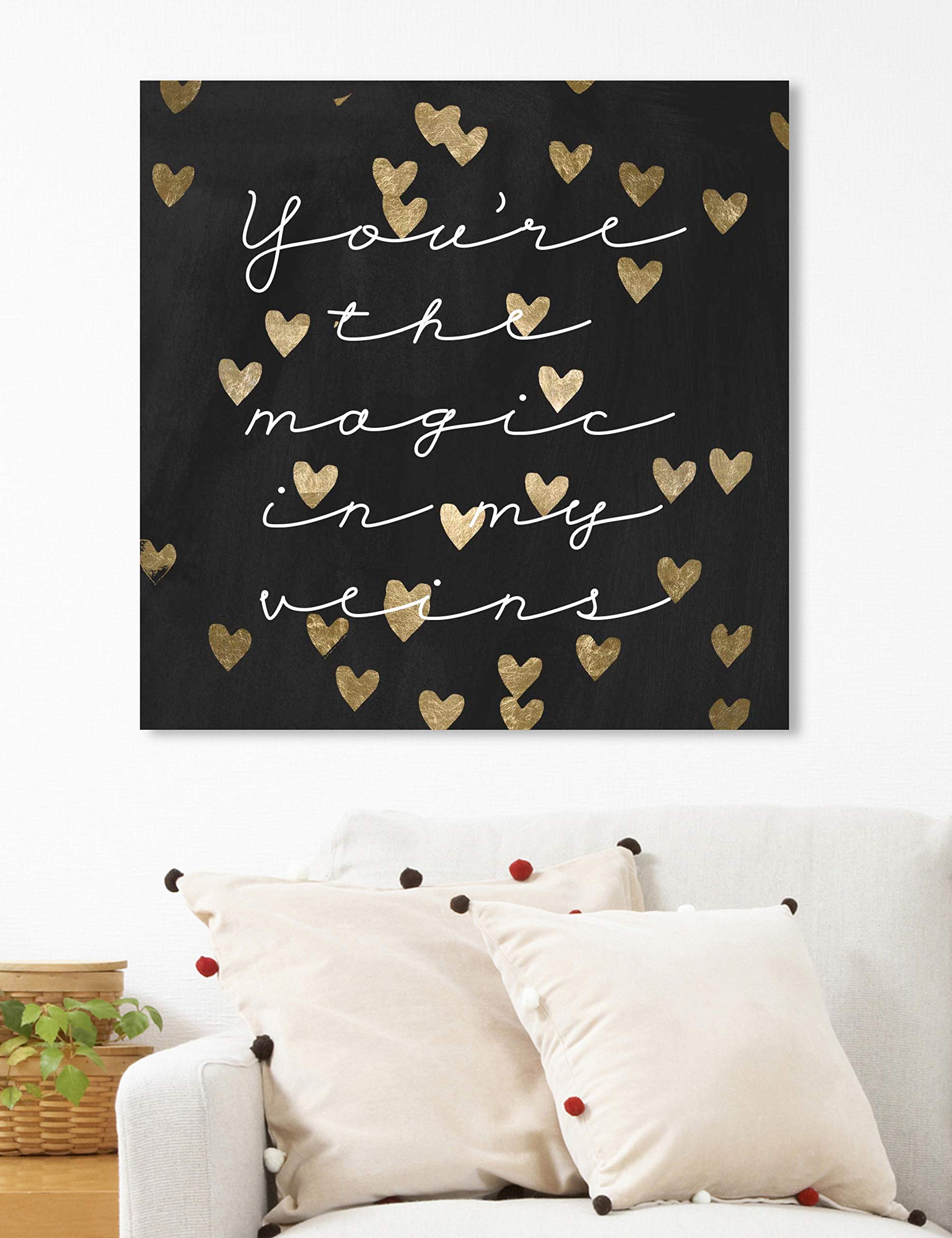 Oliver Gal Artist Co. 'Magic in Me Night' Typography Wall Art - 24x24 Inch Black & Gold Canvas Print for Living Room, Bedroom & Office Decor - Inspirational Quote Home Décor