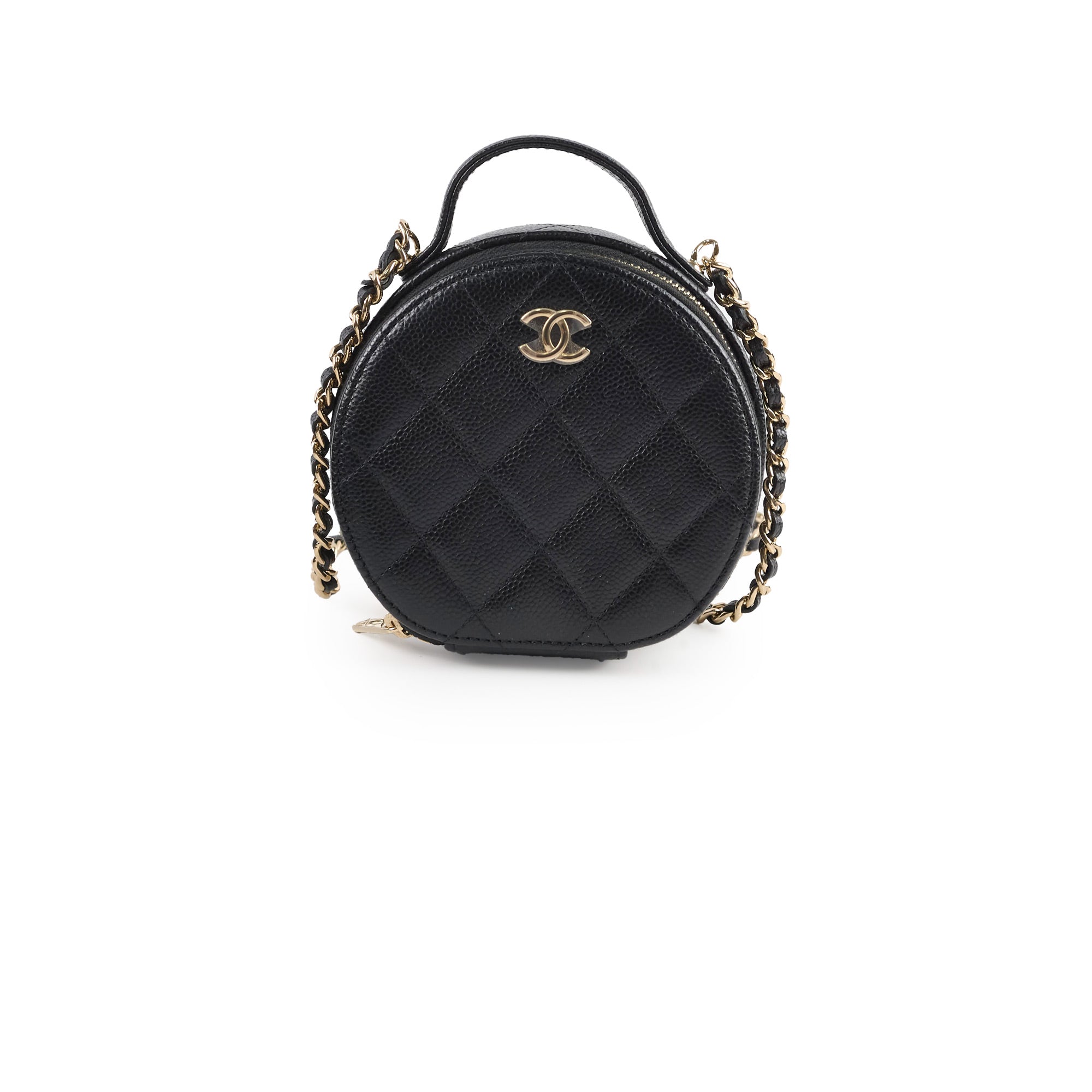 Chanel Black Caviar Round Top Handle Crossbody Vanity Bag - Luxury Designer Handbag for Women, Perfect for Evening Out & Special Occasions