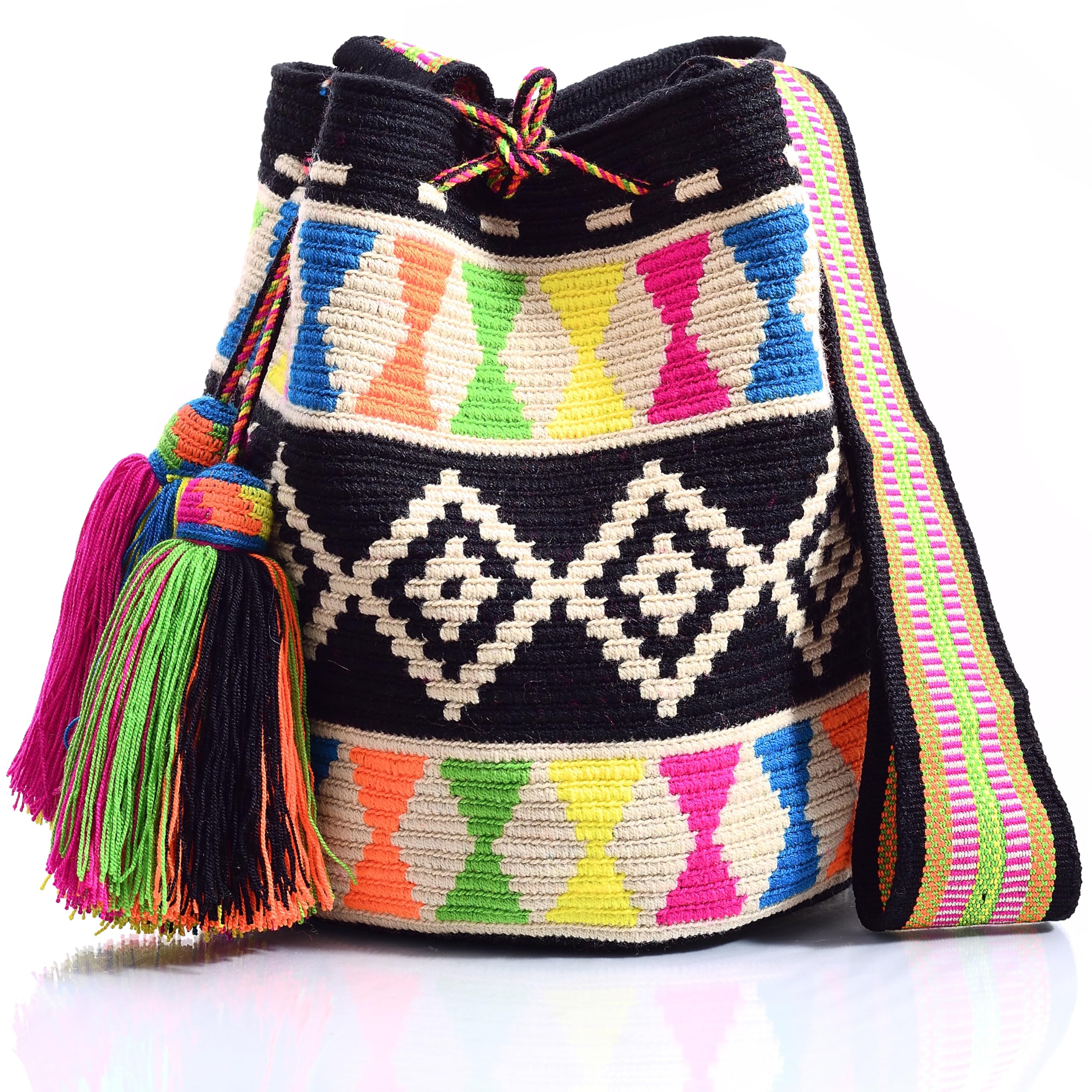 Authentic WYOU Designer Wayuu Crochet Bag - Large Handmade Tote for Women, Boho Beach Bag, Perfect for Travel, Shopping & Everyday Use
