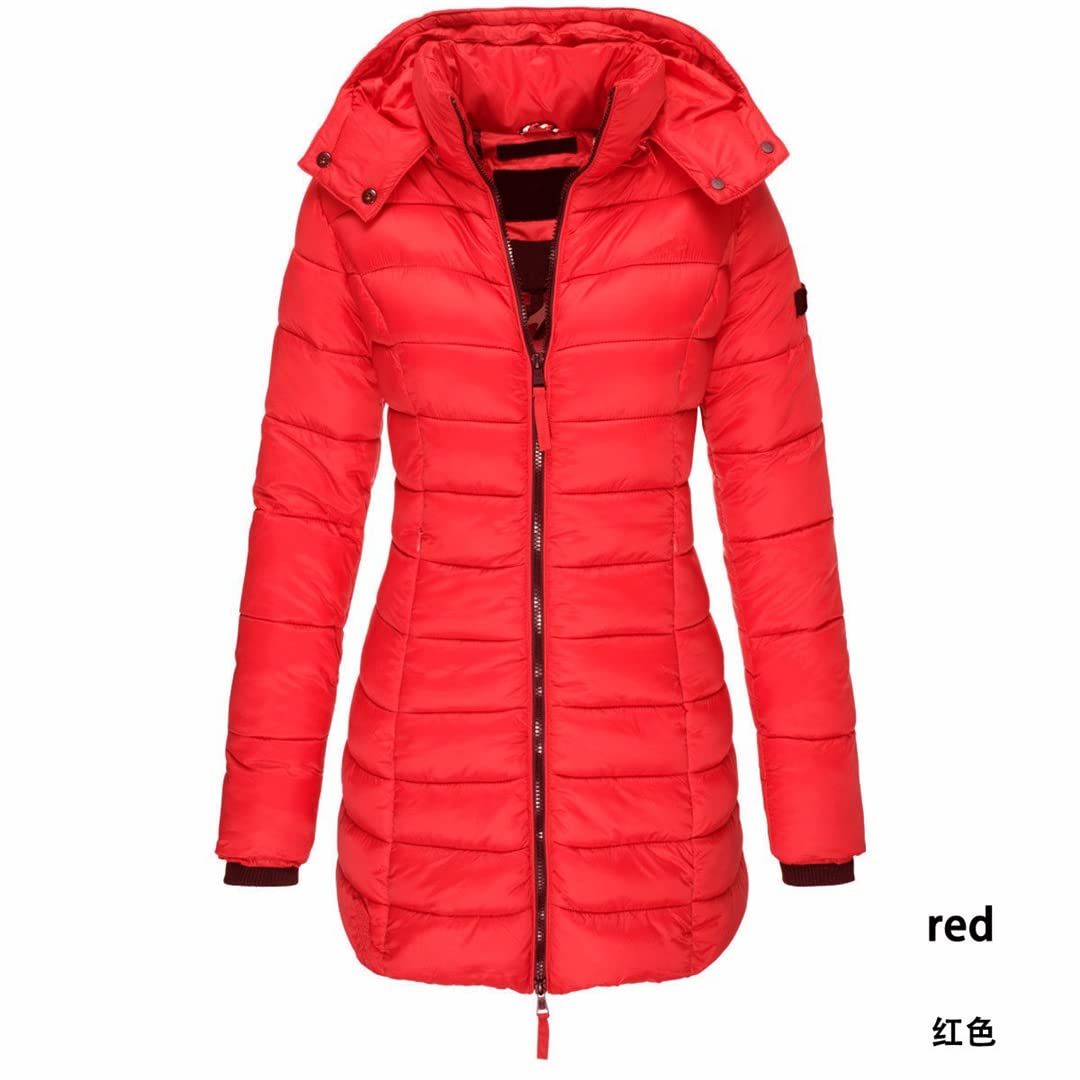 Women's Winter Hooded Down Cotton Coat - Warm Plus Size Parka Jacket for Cold Weather | Korean Fashion Slim Fit Outerwear for Everyday Wear & Outdoor Activities