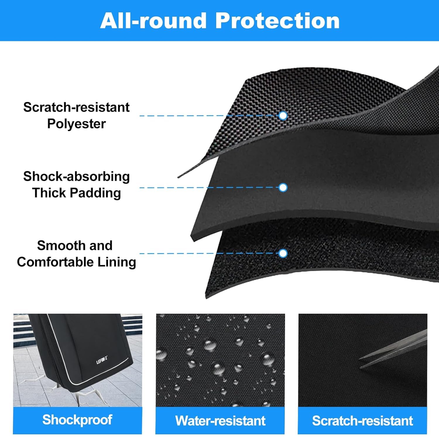 IVODEELA PS5 Travel Backpack - Slim Console Carrying Case with Storage for PS5 Controllers, Game Discs, Charger Accessories, Monitor, Laptop & Headphones - Perfect for Gaming Travel & Commuting (Black)