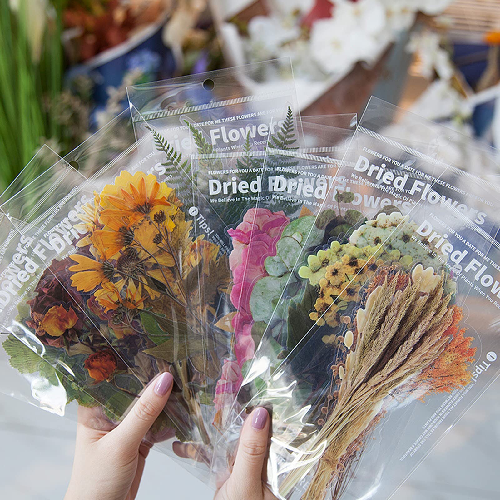 48 Pcs Realistic Flower Stickers - Waterproof Cottagecore Aesthetic Stickers for Scrapbooking, Journals & DIY Crafts - Clear Floral Decals for Shadow Boxes, Planners & Home Decor