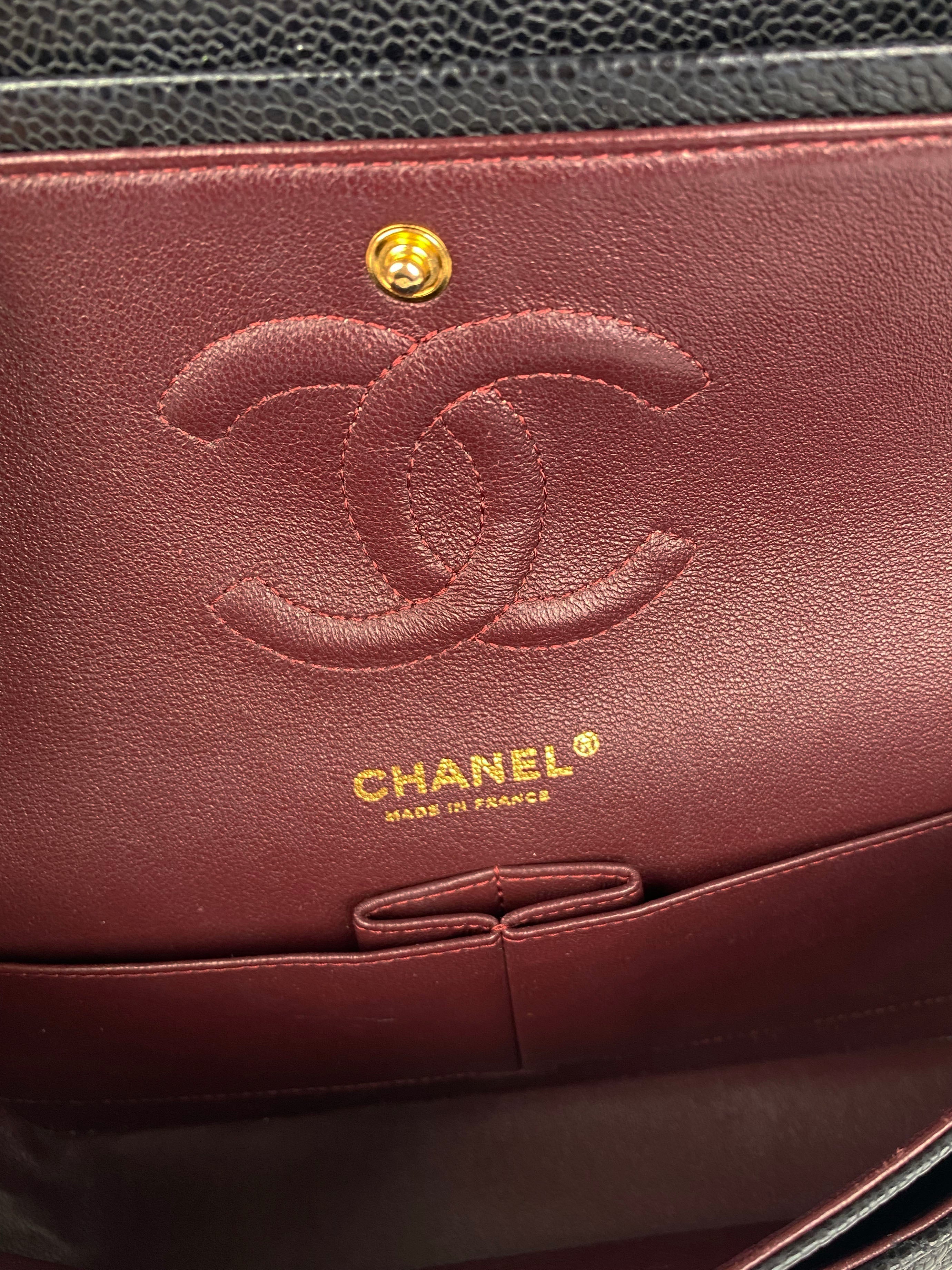 Chanel Medium Black Caviar Classic Flap Bag with Gold Hardware - Luxury Designer Handbag for Women, Perfect for Evening Events & Special Occasions
