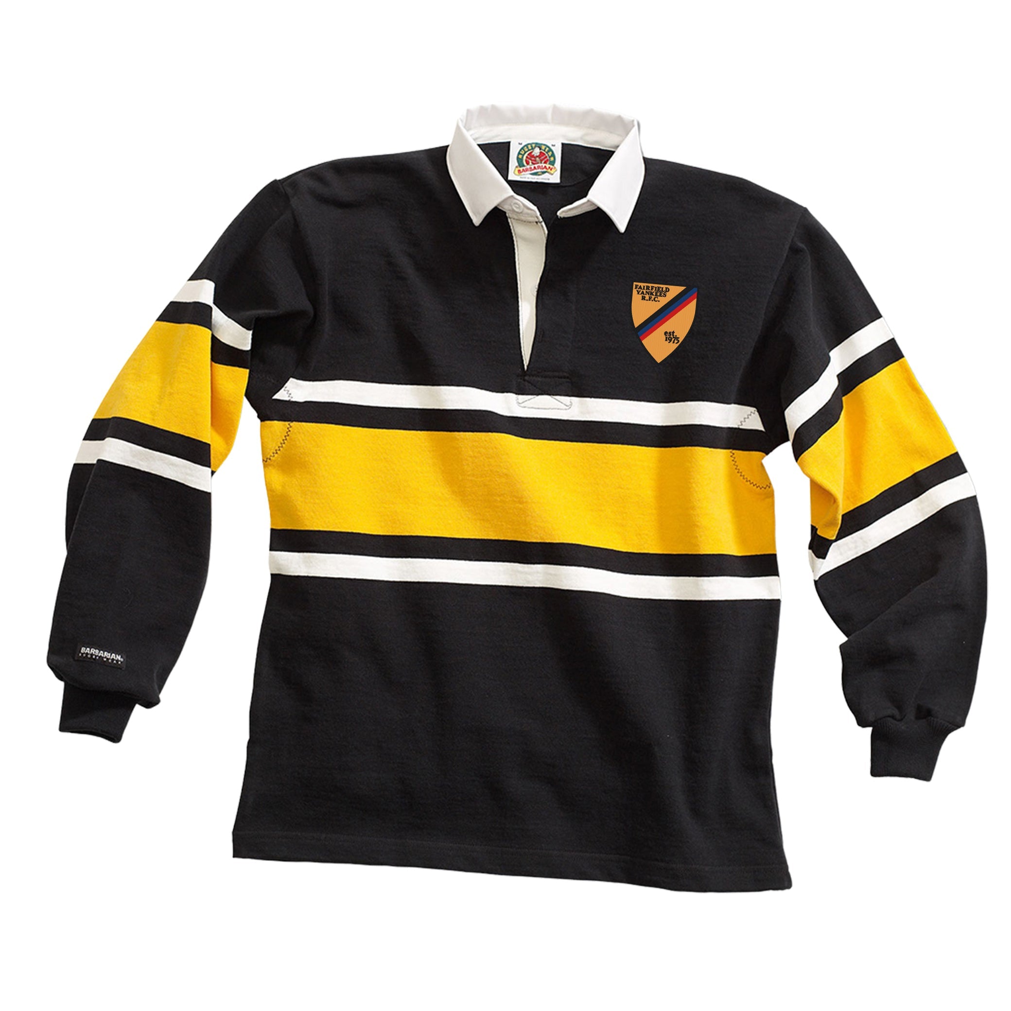 Fairfield Yankees RFC Collegiate Stripe Rugby Jersey - Authentic Vintage Style Rugby Shirt for Men, Perfect for Rugby Matches, Fan Events & Casual Wear