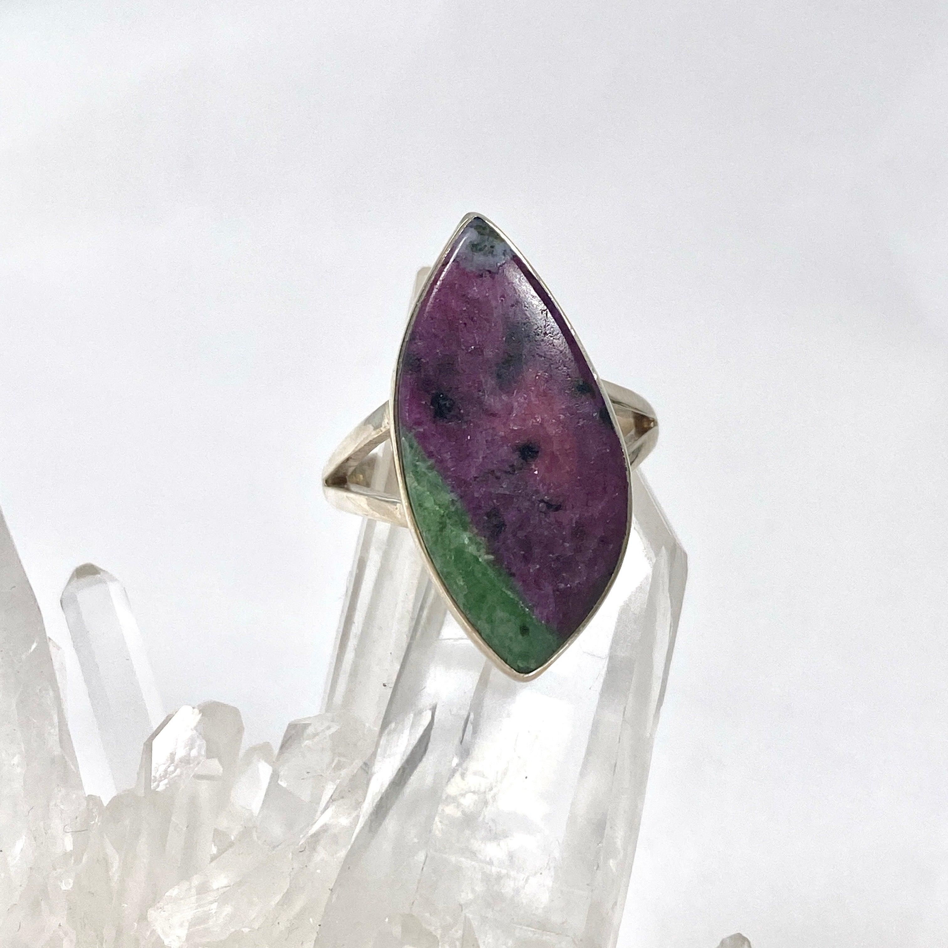 Natural Ruby in Zoisite Marquise Ring - Size 9 - KRGJ2444 - Elegant Jewelry for Women, Perfect for Weddings, Parties & Special Occasions