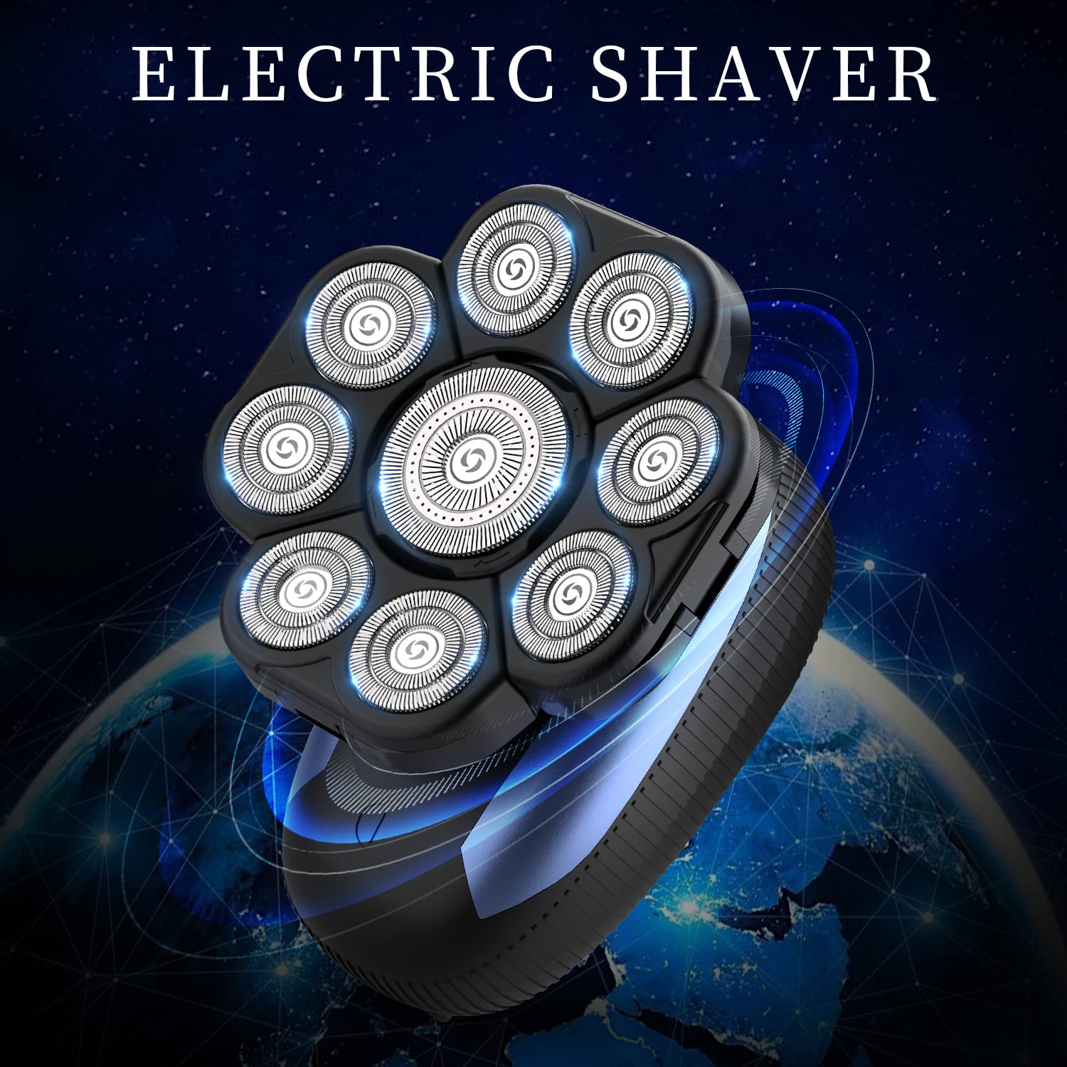 9D Electric Rotary Shaver for Bald Men - Cordless Wet/Dry Head & Beard Shaver - Rechargeable Multifunctional Razor for Balding Men | Perfect for Travel, Gym & Daily Grooming