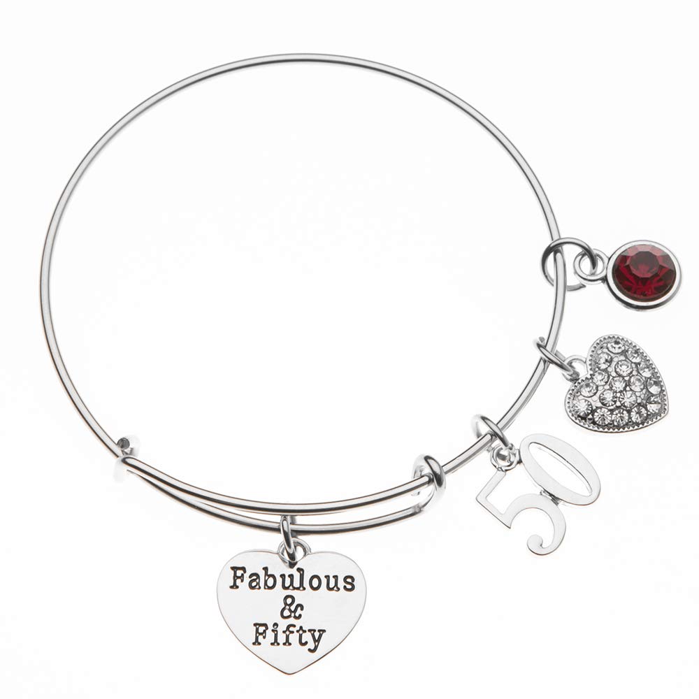 50th Birthday Gifts for Women - Infinity Collection Expandable Charm Bracelet with Birthstone Charm, Adjustable Bangle - Perfect for Anniversary, Mother's Day & Special Occasions