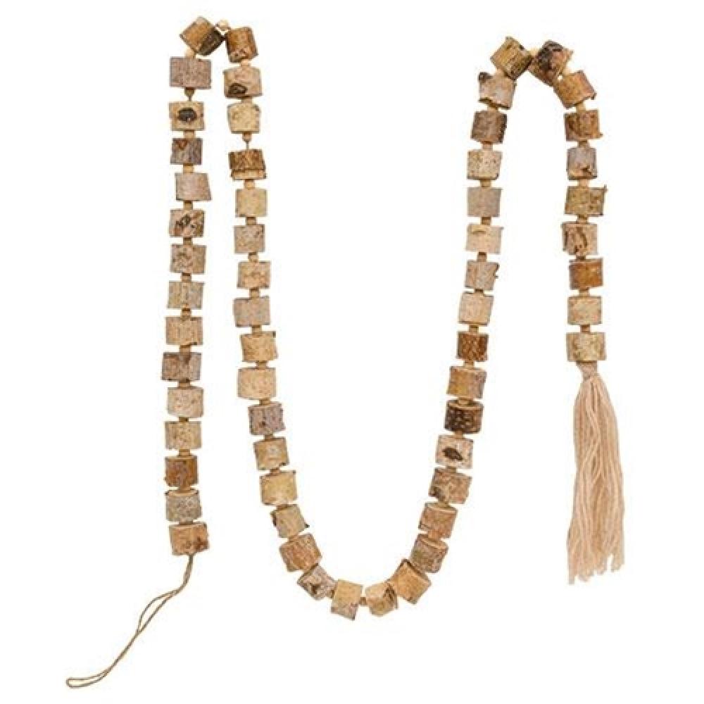 Natural Birch Wood Bead Garland - Rustic Boho Home Decor for Wedding, Nursery, Christmas Tree & Wall Hanging