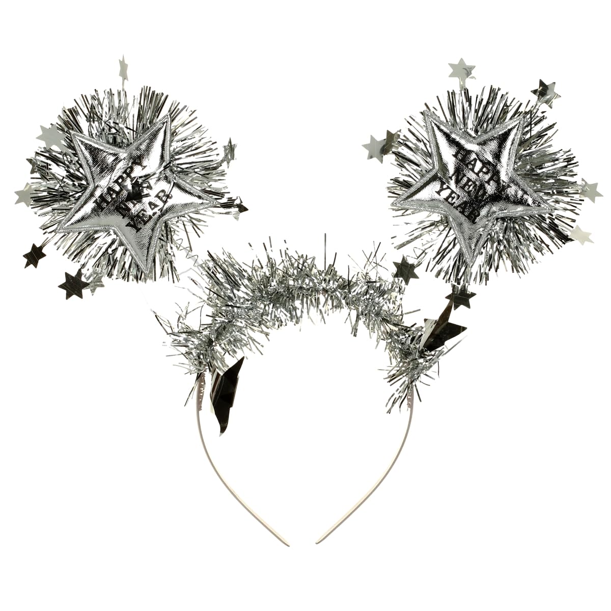 Happy New Year Headband Tiara with Star Boppers - 2025 New Year's Eve Party Supplies & Favors (2Pcs) - Perfect for NYE Celebrations, Countdown Parties & Festive Gatherings