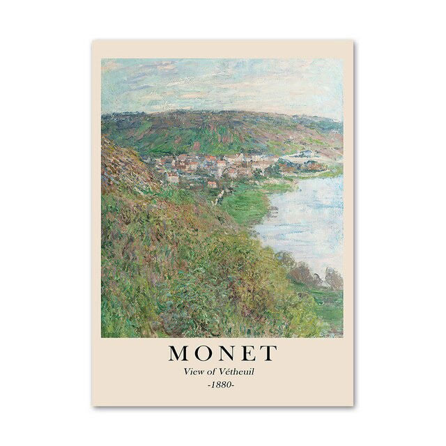 Monet Scenery Art Canvas Posters - Impressionist Wall Decor for Living Room, Bedroom & Office - High Quality Printed Canvas Artwork