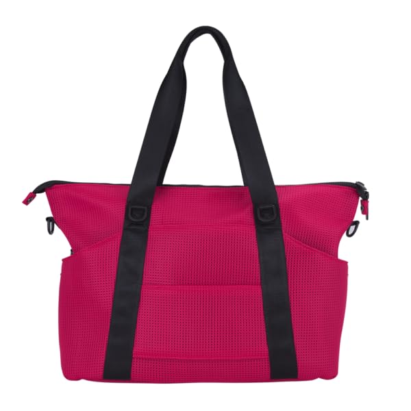 Sport Dami Tote Bag for Women - Large Red Gym Bag with Zipper Pockets - Perfect for Workout, Travel, Yoga & Beach Day Essentials