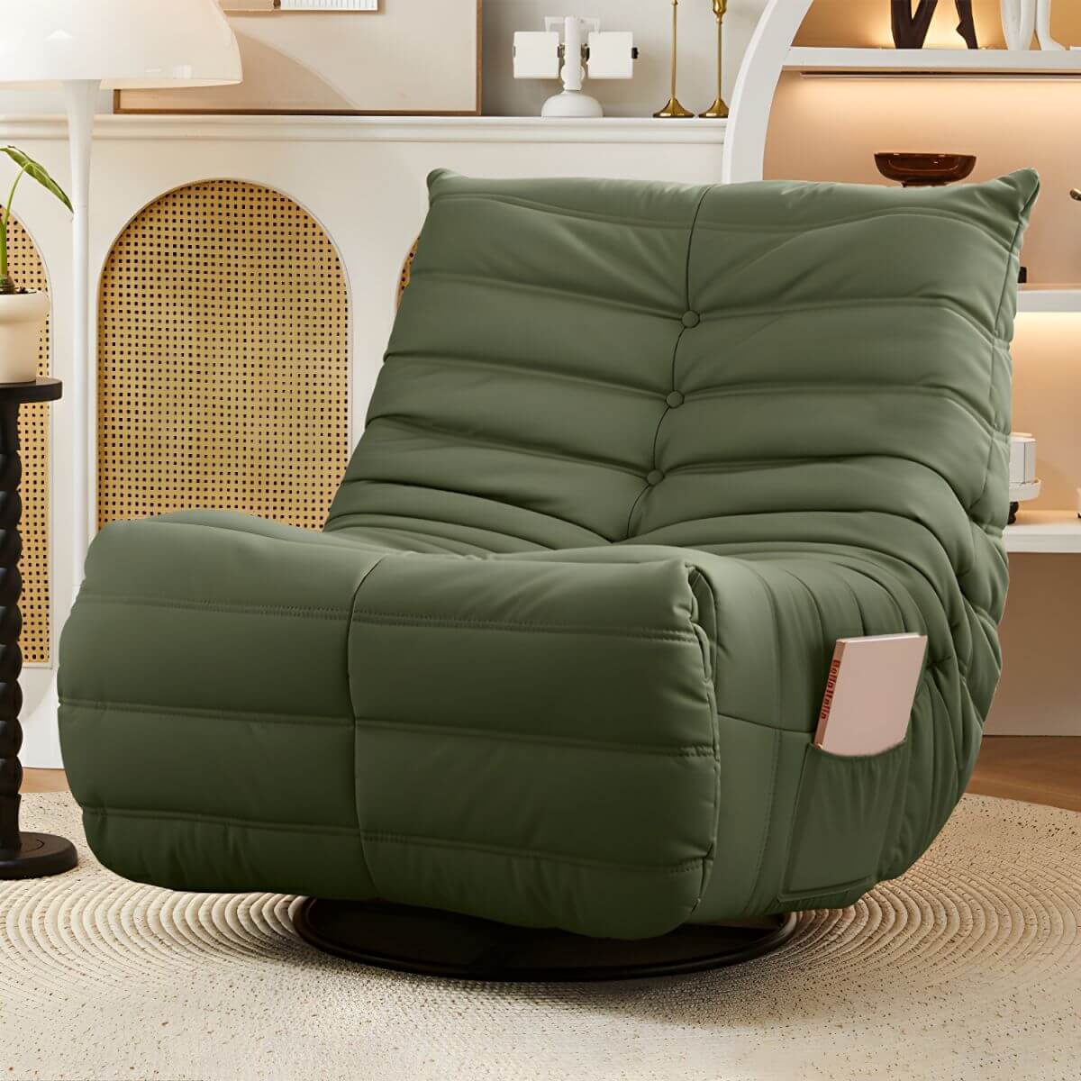 Premium Modern Ergonomic Recliner Chair with Locking Backrest, Power Reclining & Smooth Swivel Rocker - Perfect for Living Room, Home Theater & Office Relaxation