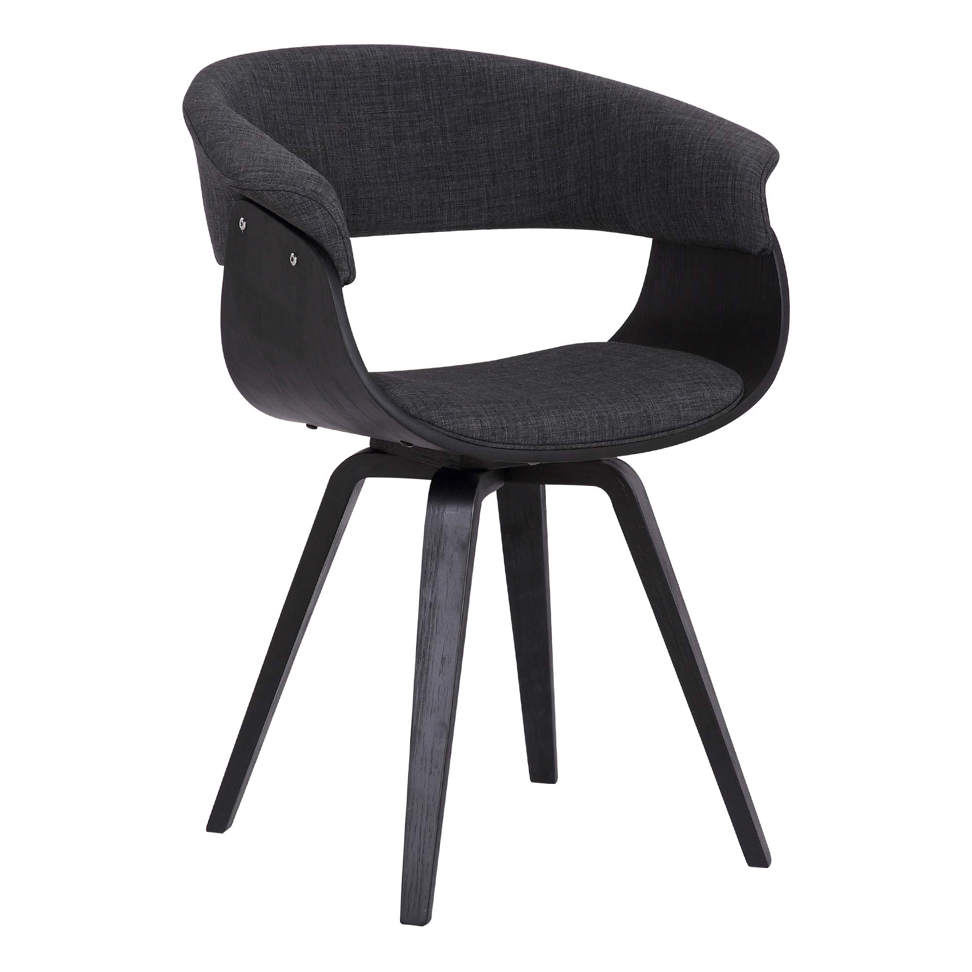Armen Living Summer Mid Century Modern Dining Chair - Charcoal Fabric & Black Wood Finish - Perfect for Kitchen, Dining Table, Office Desk & Vanity