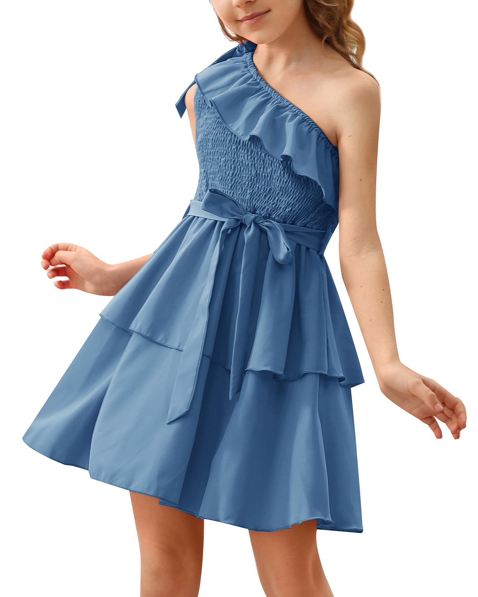 Danna Belle Girls Party Dress One Sleeve Floral Summer Birthday Dress for Kids Size 5-14 | Perfect for Birthday Parties, School Events & Special Occasions