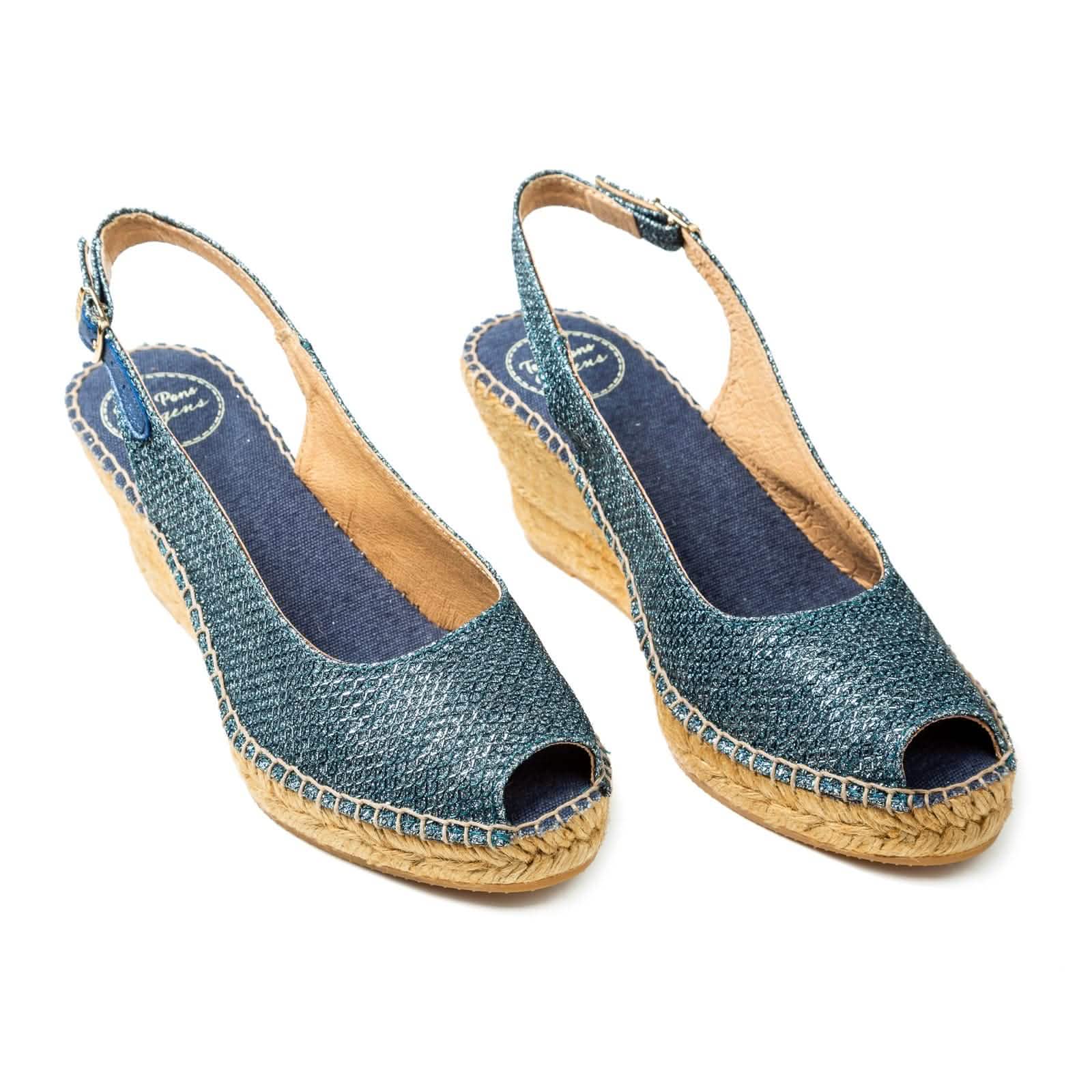 Women's Metallic Cushioned Cotton Wedge Espadrille Shoes - Comfortable Summer Sandals for Beach, Vacation & Casual Outings