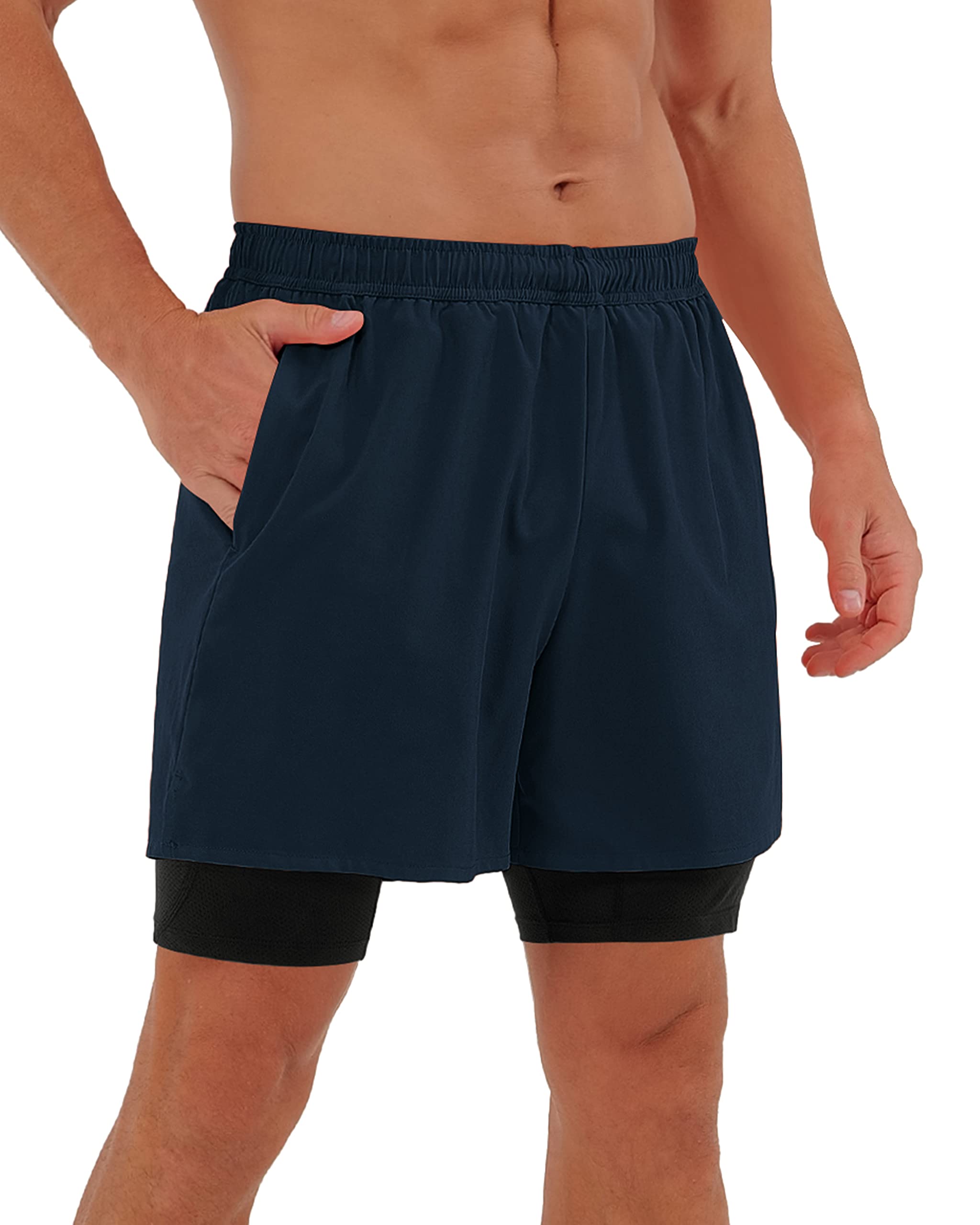 ODODOS Men's Quick Dry Running Shorts with Pockets - Lightweight Workout Gym Training Athletic Shorts for Jogging, Fitness & Active Lifestyle
