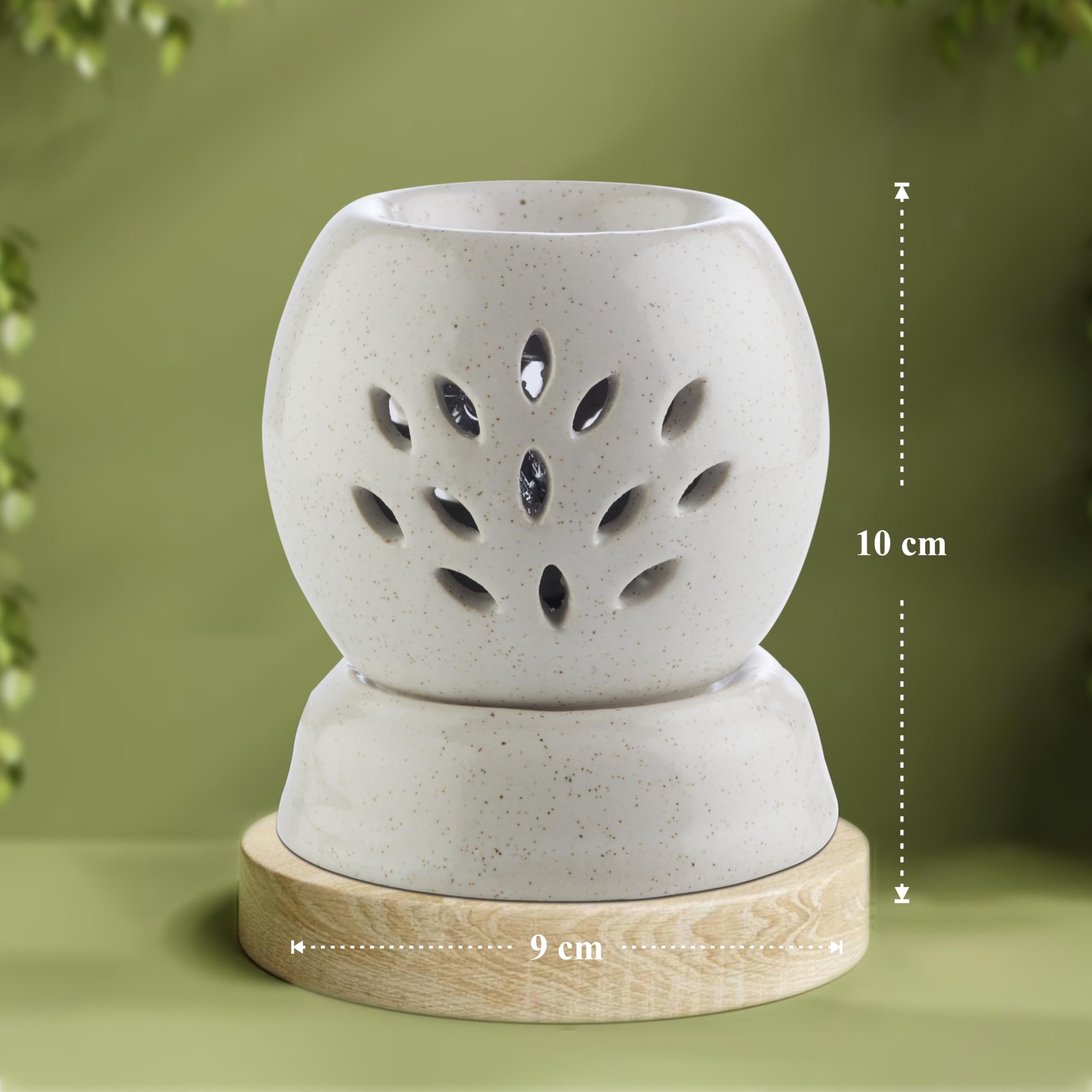 Asian Aura Handcrafted Ceramic Electric Aroma Diffuser - Round Essential Oil Diffuser for Aromatherapy, Home Decor & Fragrance with 10ml Lavender & Rose Scented Oils | Perfect for Bedroom, Yoga Studio & Spa Relaxation