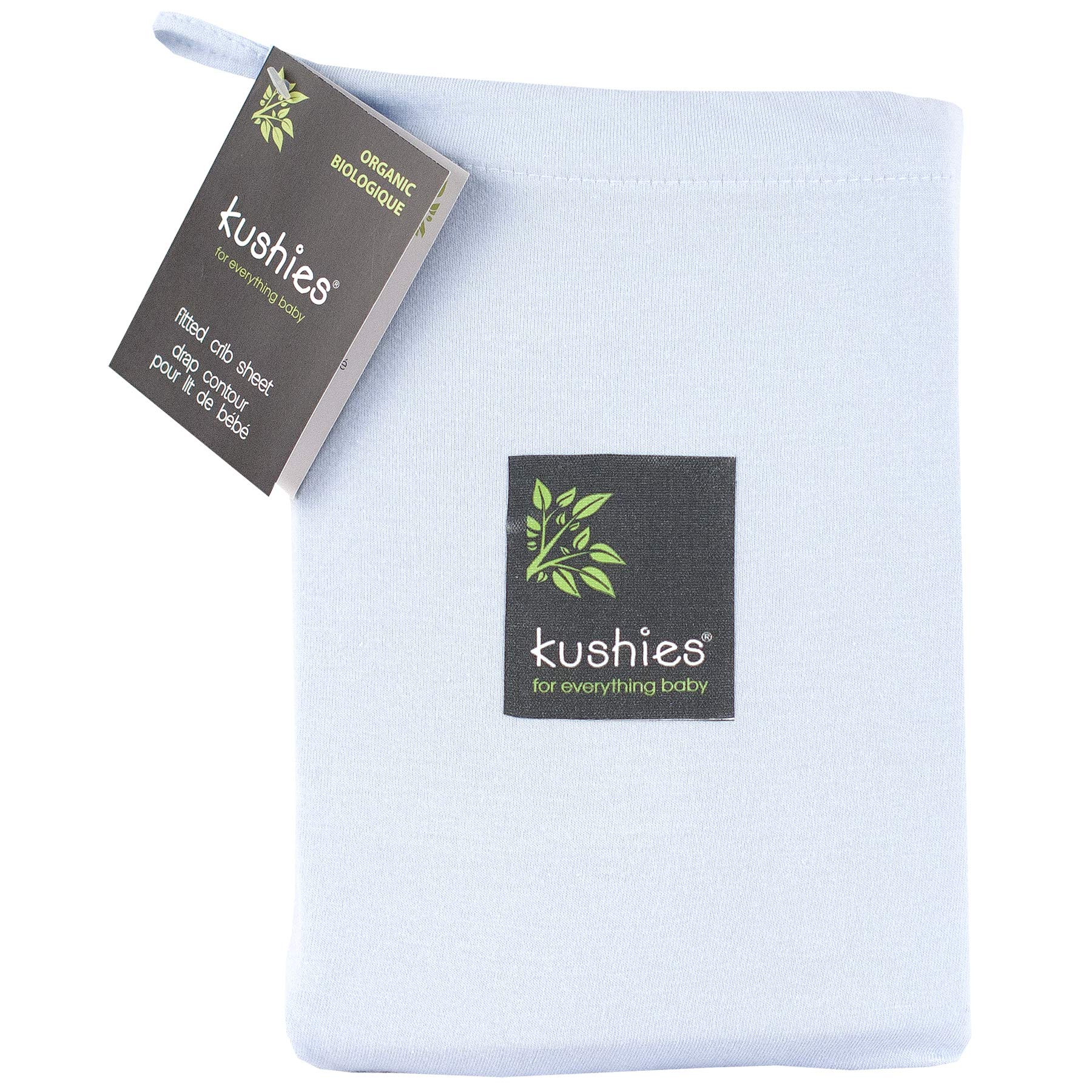 Organic Cotton Jersey Crib Fitted Sheet - Light Blue | Soft Baby Bedding for Nursery & Daycare | Hypoallergenic & Breathable Crib Sheet for Safe Infant Sleep
