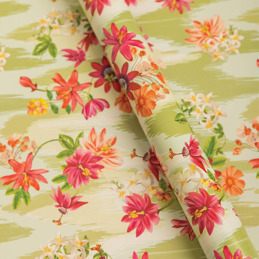 Premium Ikat Floral Wrapping Paper Set - 20 or 40 Sheets for Gift Wrapping, Party Decor & Craft Projects