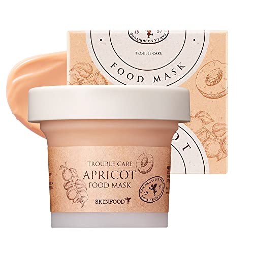 SKINFOOD Apricot Trouble Care Mask 120g (4.23 oz) - Pore Clearing Facial & Body Mask with Pink Calamine for Healthy Smooth Skin - Wash Off Face Mask for Acne-Prone & Sensitive Skin - Perfect for Post-Workout, Spa Days & Nighttime Skincare Routine