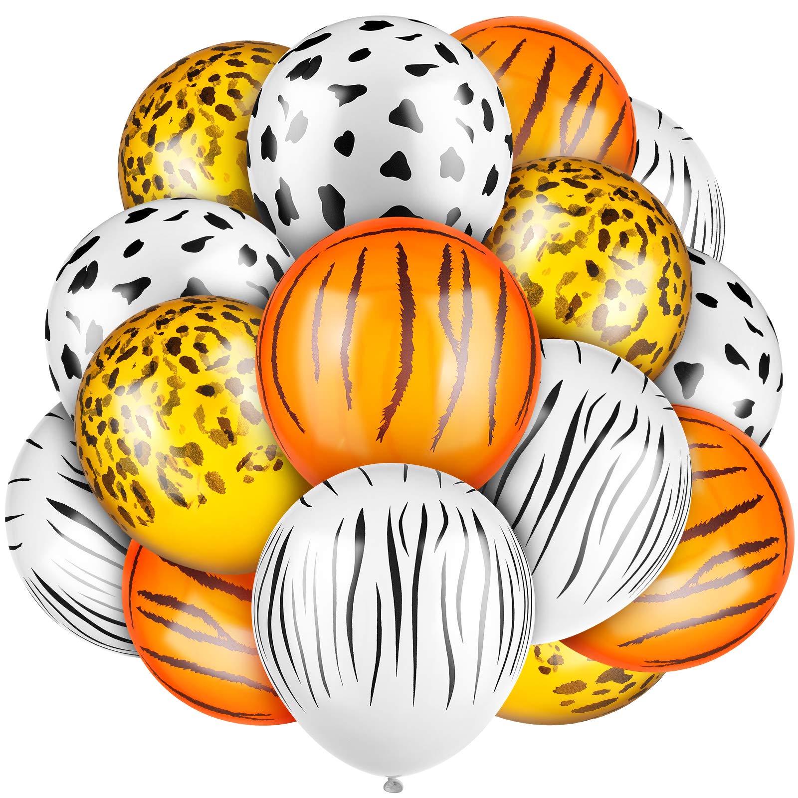 24-Piece Jungle Animal Print Balloons - Tiger, Leopard, Cow & Zebra Safari Theme Party Decorations for Jungle Birthday, Baby Shower & Wild Adventure Events - Perfect for Kids' Parties, Classroom Decor & Photo Backdrops