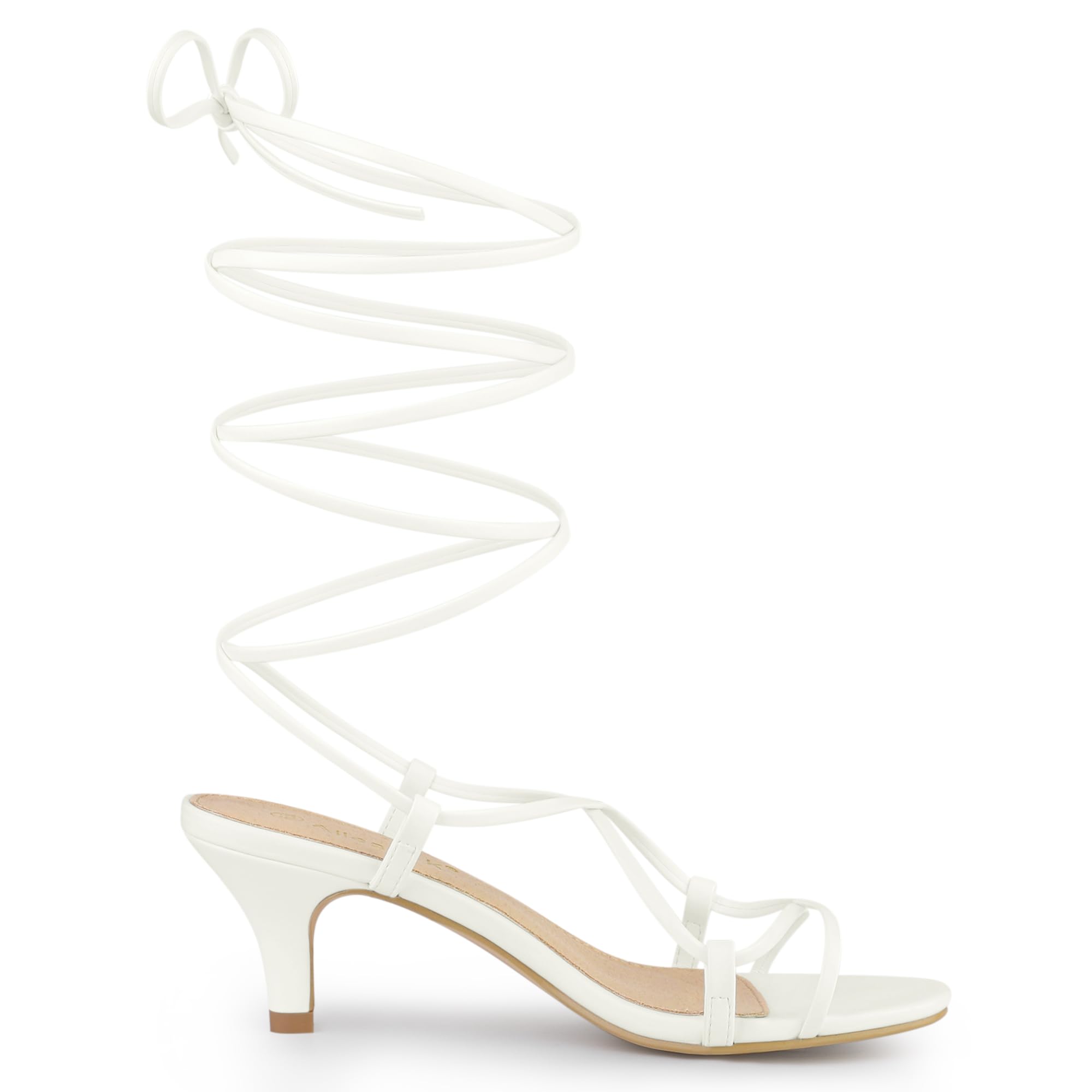 Allegra K Women's Strappy Lace Up Kitten Heels Sandals - Stylish Low Block Heel Dress Shoes for Wedding, Party & Office Wear