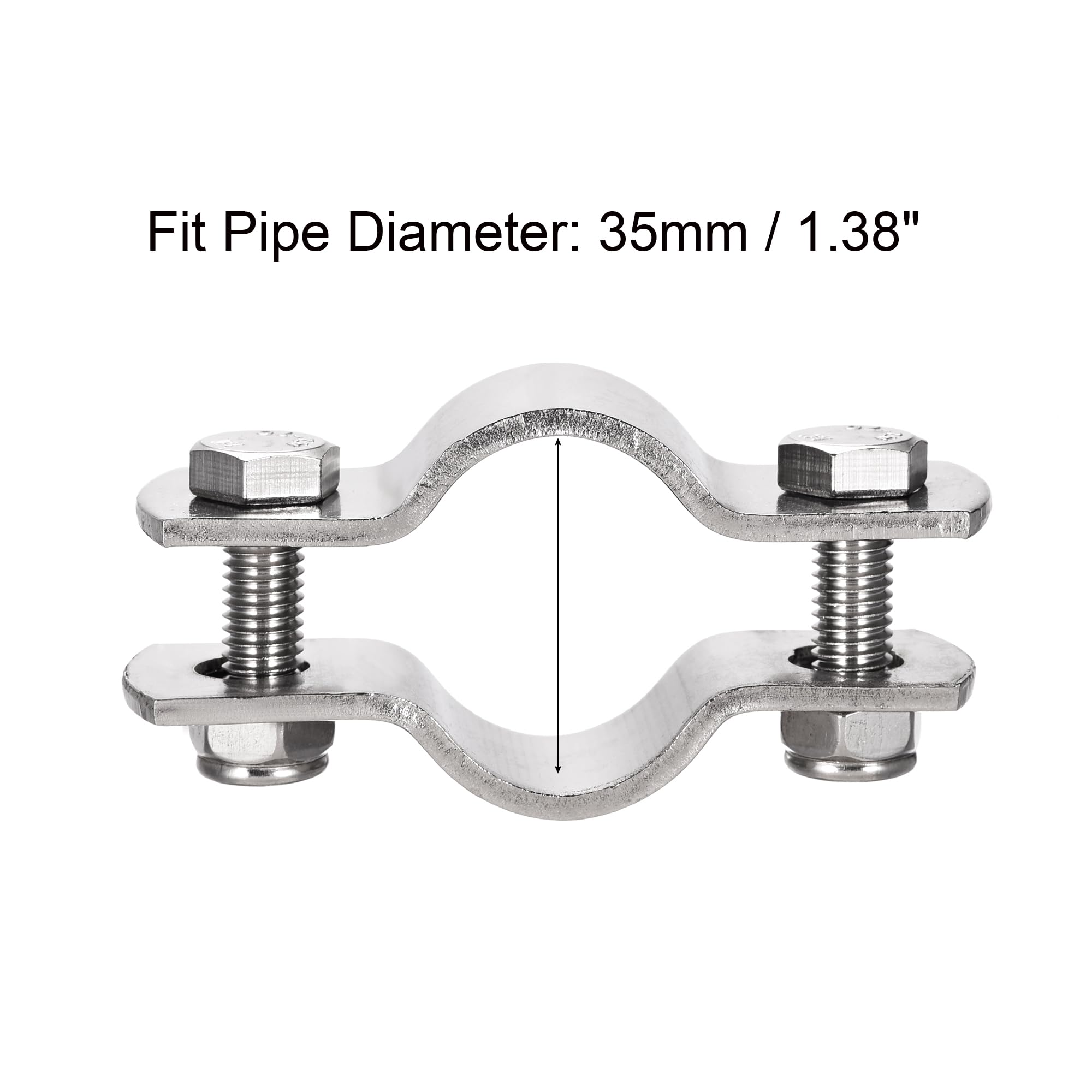 304 Stainless Steel Pipe Bracket Clamp - Wall/Ceiling Mount Support for 35mm Pipes | HVAC, Plumbing & Industrial Pipe Fixing Solution