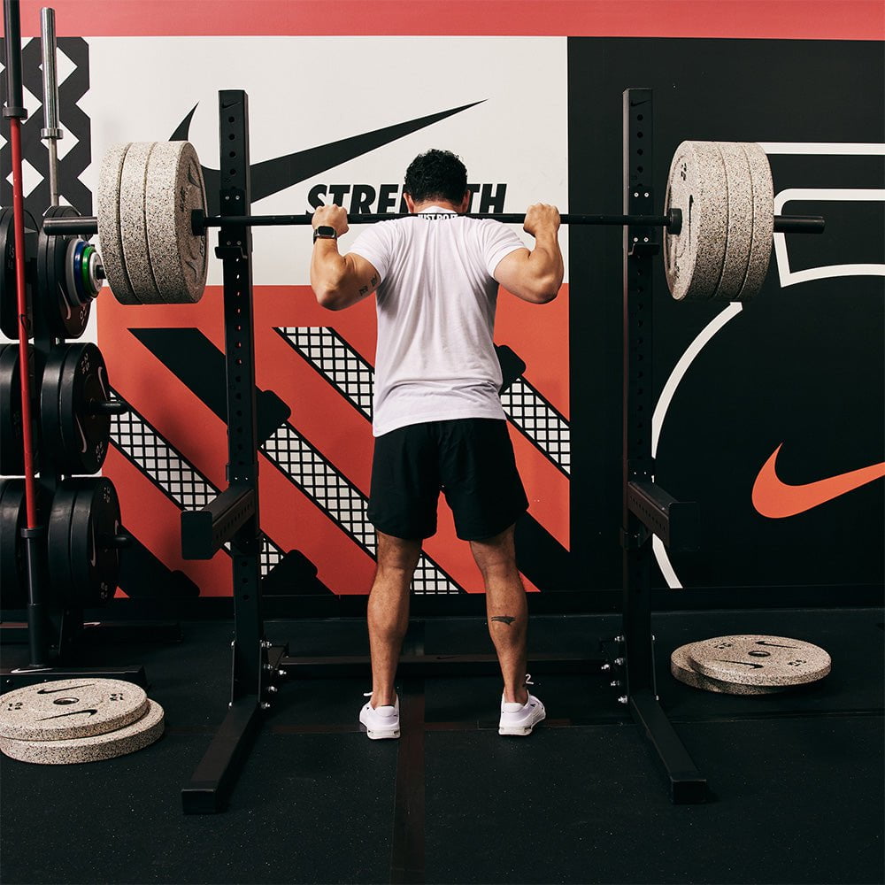 Nike Strength Squat Stand with Weight Plates & Barbell – Heavy Duty Home Gym Equipment for Strength Training & CrossFit Workouts