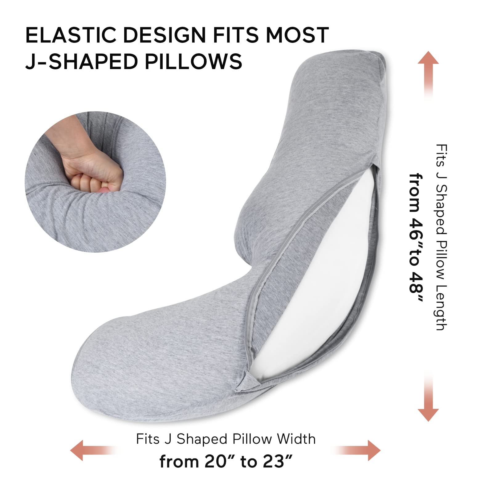 Momcozy J-Shaped Pregnancy Pillow with Removable Cover - Maternity Body Pillow for Head, Neck & Belly Support - Soft Grey Pregnancy Pillow for Sleeping Comfort - Perfect for Side Sleepers & Expecting Moms