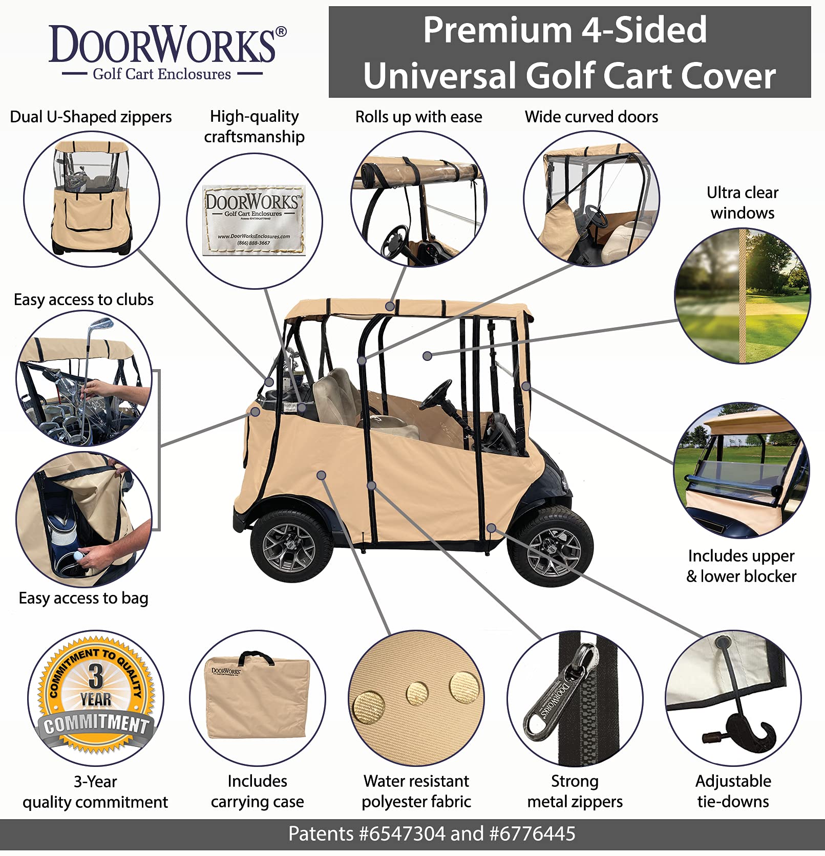 Premium Golf Cart Cover for Yamaha Drive & Drive 2 - Waterproof, UV Resistant, Portable & Drivable 4-Sided Protection - Ideal for Outdoor Storage & Travel
