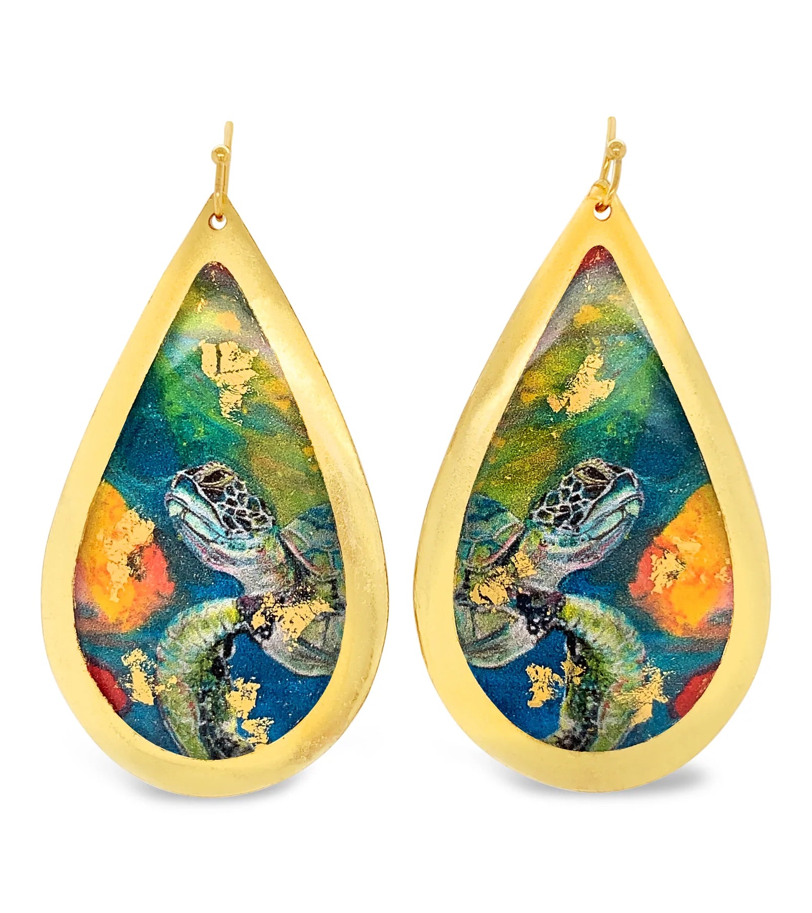 Rainbow Turtle Teardrop Earrings for Women - Handmade Boho Dangle Earrings - Perfect for Beach Vacation, Summer Outfits & Festival Accessories