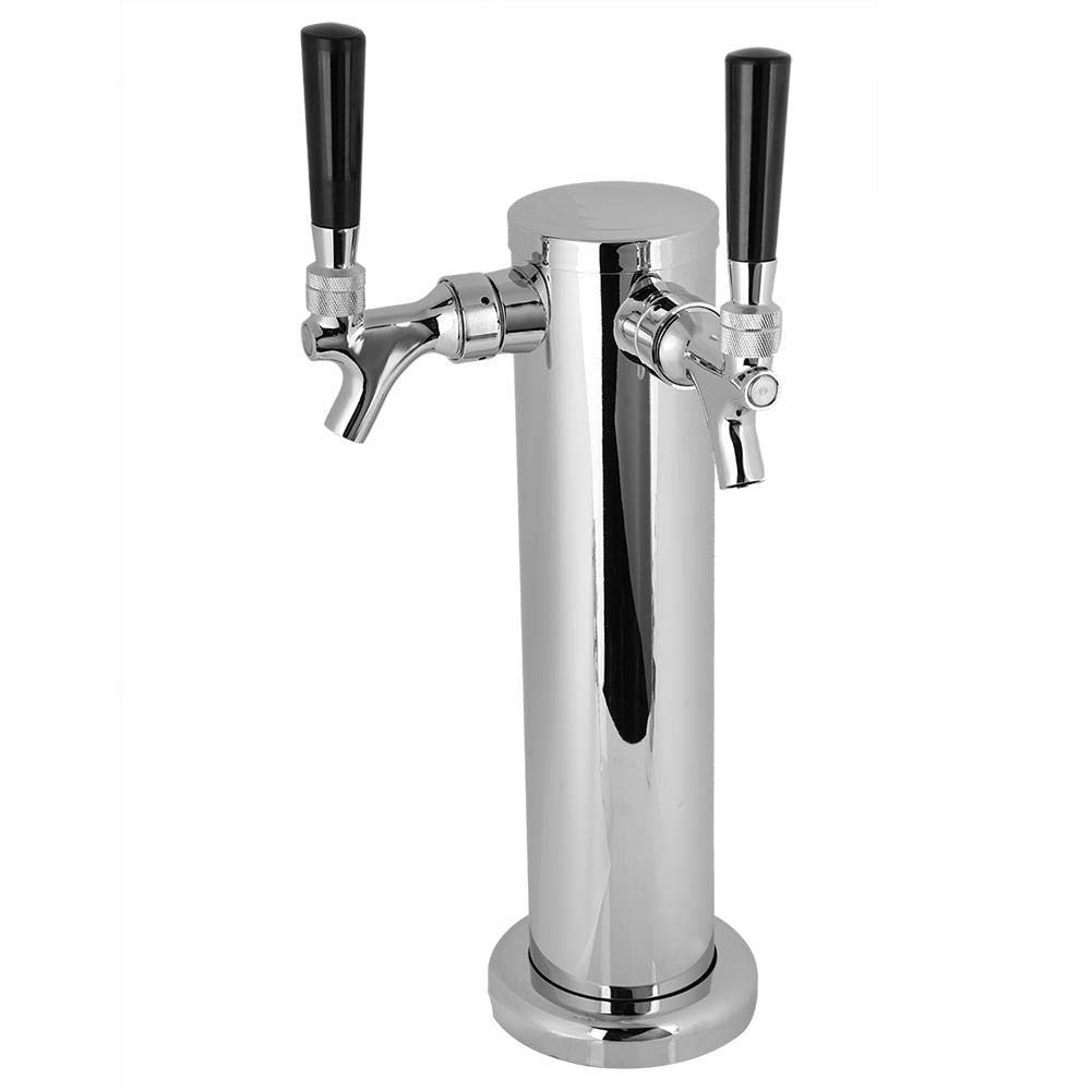 Stainless Steel Beer Dispenser - Commercial Grade Draft Beer Kegerator Tower Kit with Dual Faucet Tap, 2 Hose Beer Tower System for Home Bars, Pubs & Parties | Perfect for Serving Beer, Soda & Cold Beverages