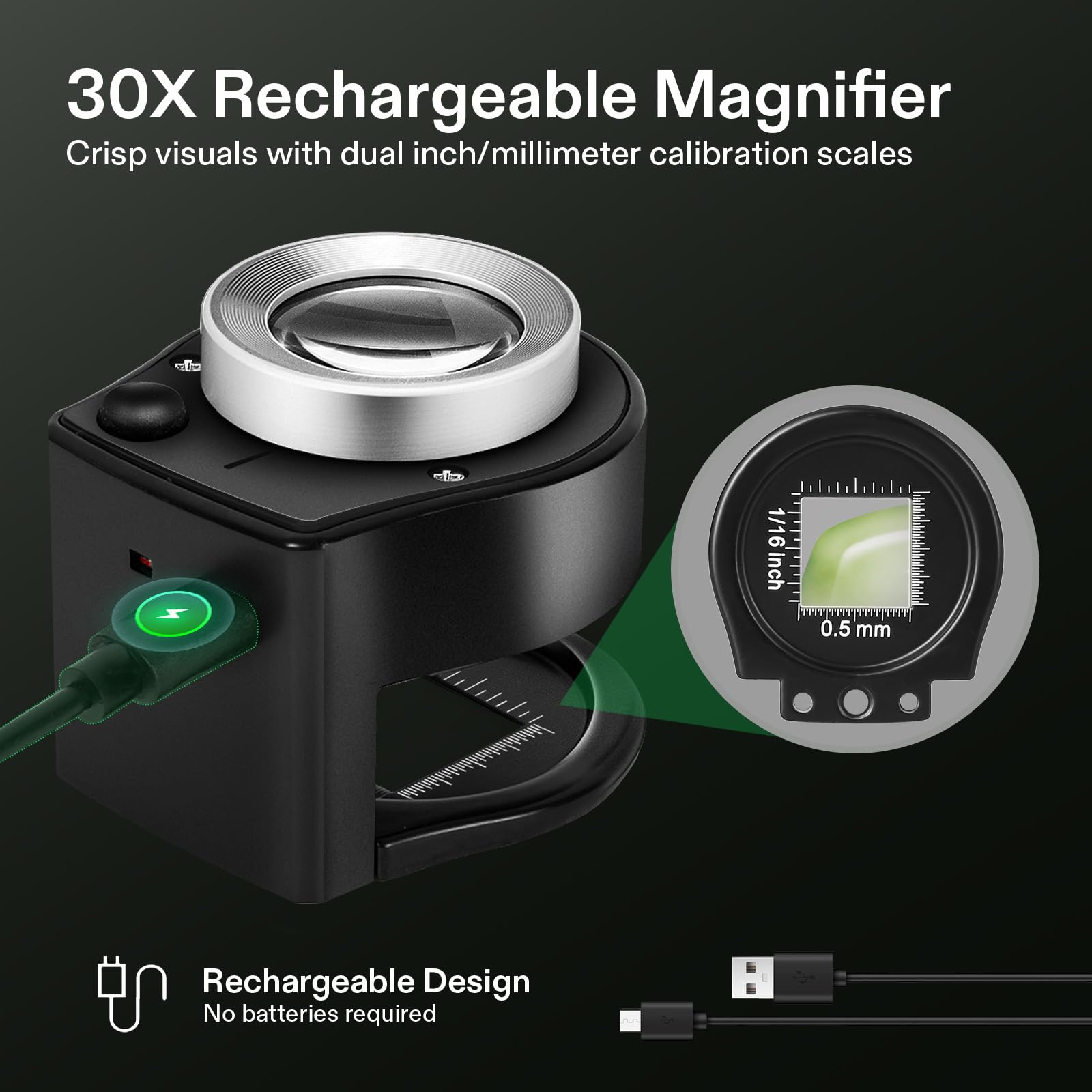 VIVOSUN 2-Pack 30X & 60X Jewelry Magnifier with LED & UV Light - Foldable Loupe for Jewelry, Gemstones, Watches, Coin & Stamp Collecting - Perfect for Gem Appraisal, Hobbyists & Professional Use