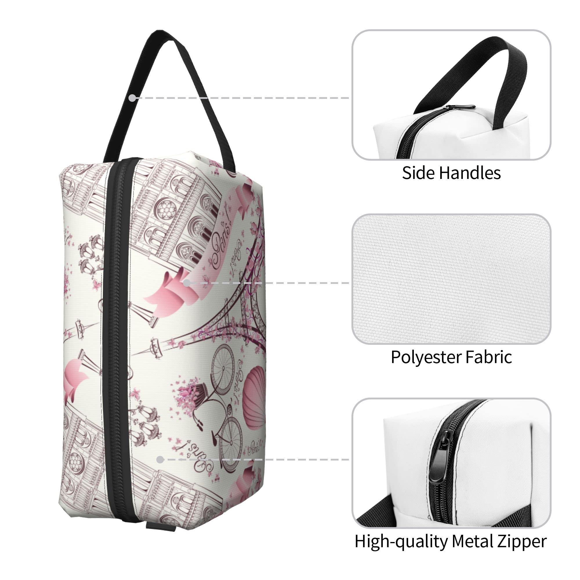 Waterproof Travel Makeup Bag for Women - Portable Cosmetic Pouch & Toiletry Organizer | Fashion Paris Design | Perfect for Vacation, Gym, Business Trips & Daily Essentials Storage