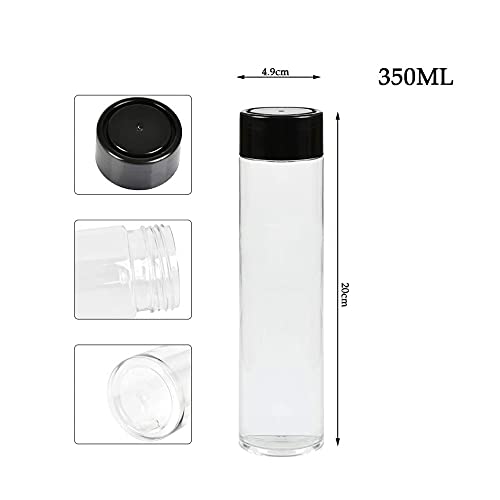Vipolish 2-Pack 12oz (350ml) Clear Plastic Juice Bottles with Black Lids - Empty Smoothie Bottles for Juice, Milk & Homemade Drinks - Perfect for Meal Prep, Healthy Beverages & On-the-Go Hydration