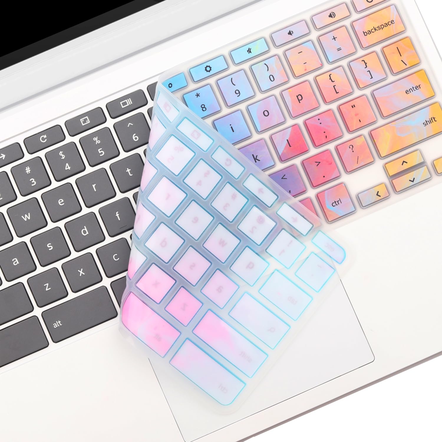 Colorful Silicone Keyboard Cover for Acer Chromebook Spin 11/13 (Models 311, 314, 511, 512, 513, 514, CP311, CP511, CP713, C733, C734, C736, C851, C852, C933, CB311, CB314, CB514) - Waterproof & Dustproof Protection for School, Office & Travel Use