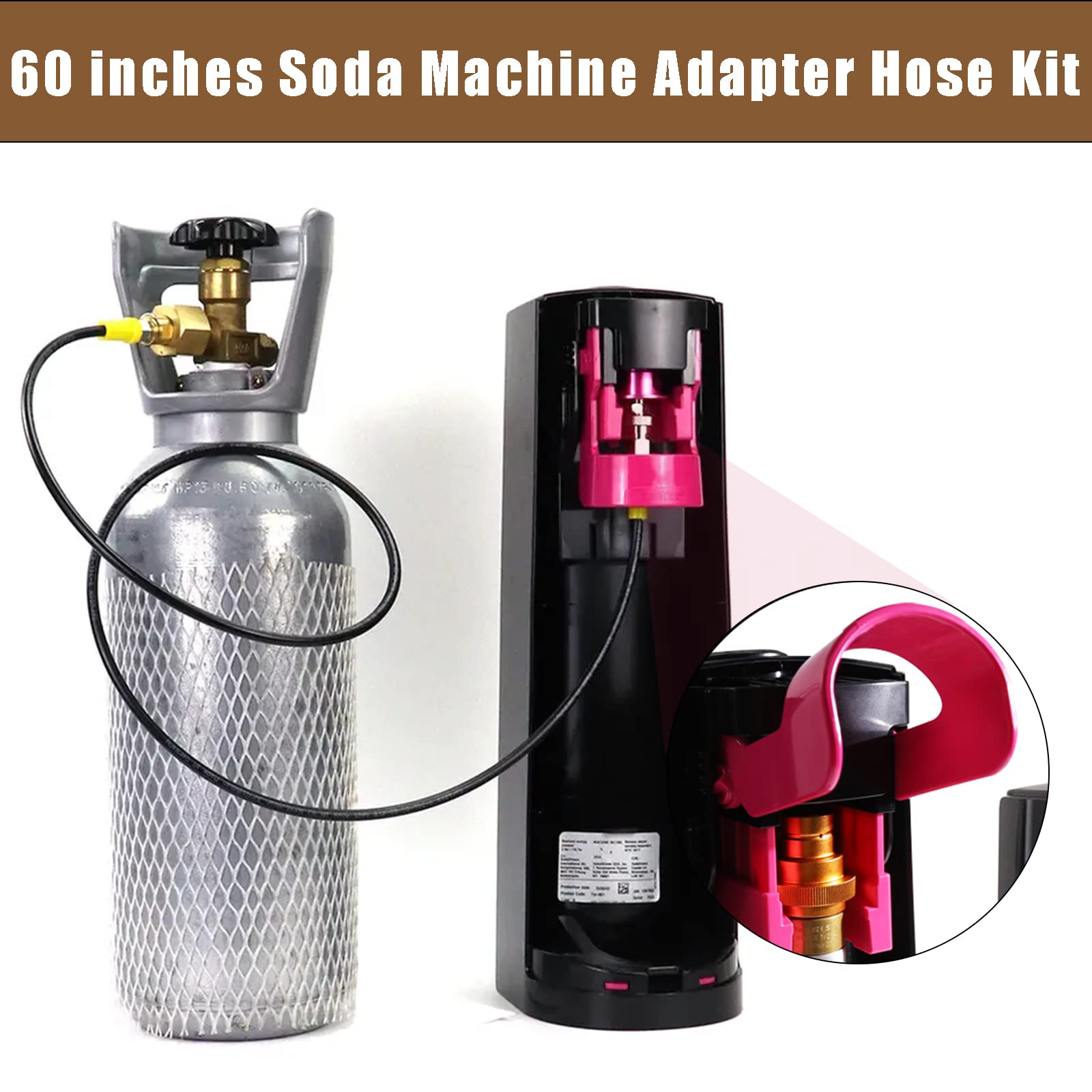 CGA320 Adapter Hose Kit for SodaStream - CO2 Tank to Soda Maker Conversion Kit with Premium Hose - Perfect for Home Carbonation & Commercial Soda Dispensing Systems