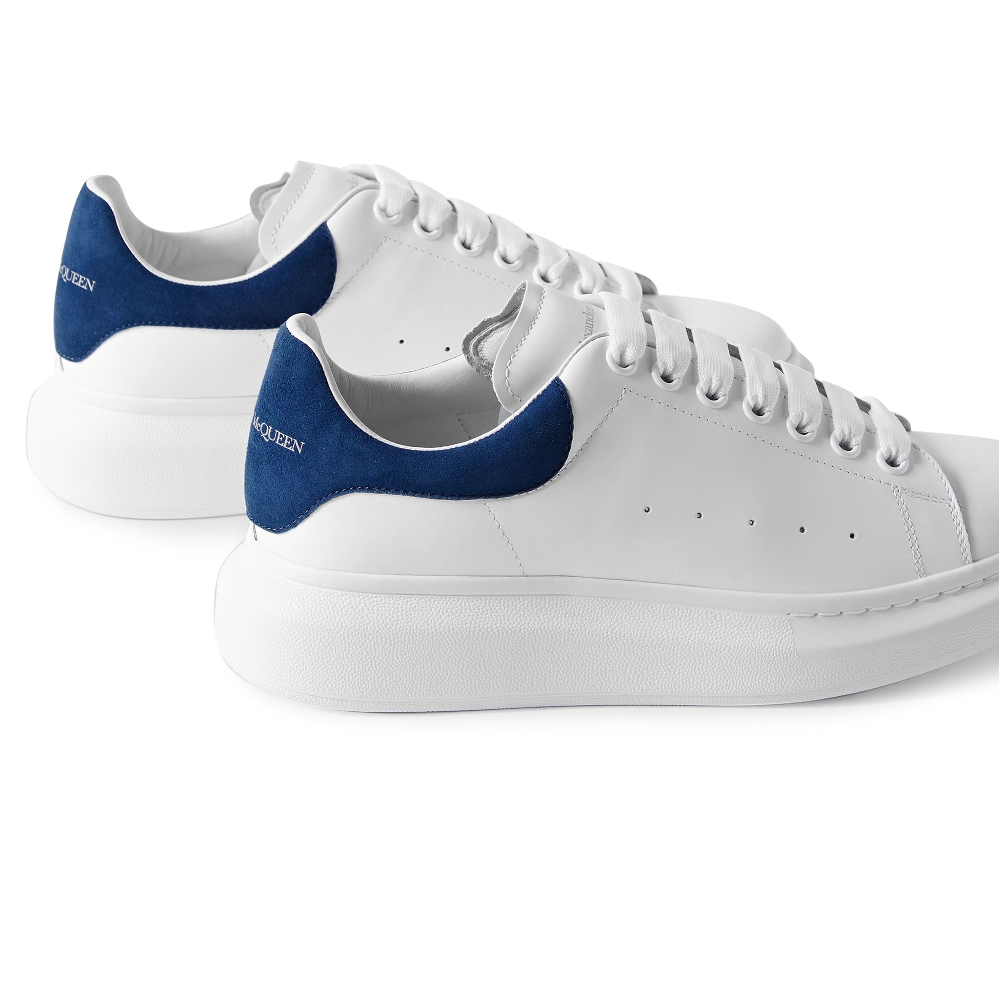 Alexander McQueen White Navy Suede Raised Sole Sneakers - Luxury Fashion Shoes for Men & Women | Perfect for Casual Wear, Street Style & Everyday Outfits