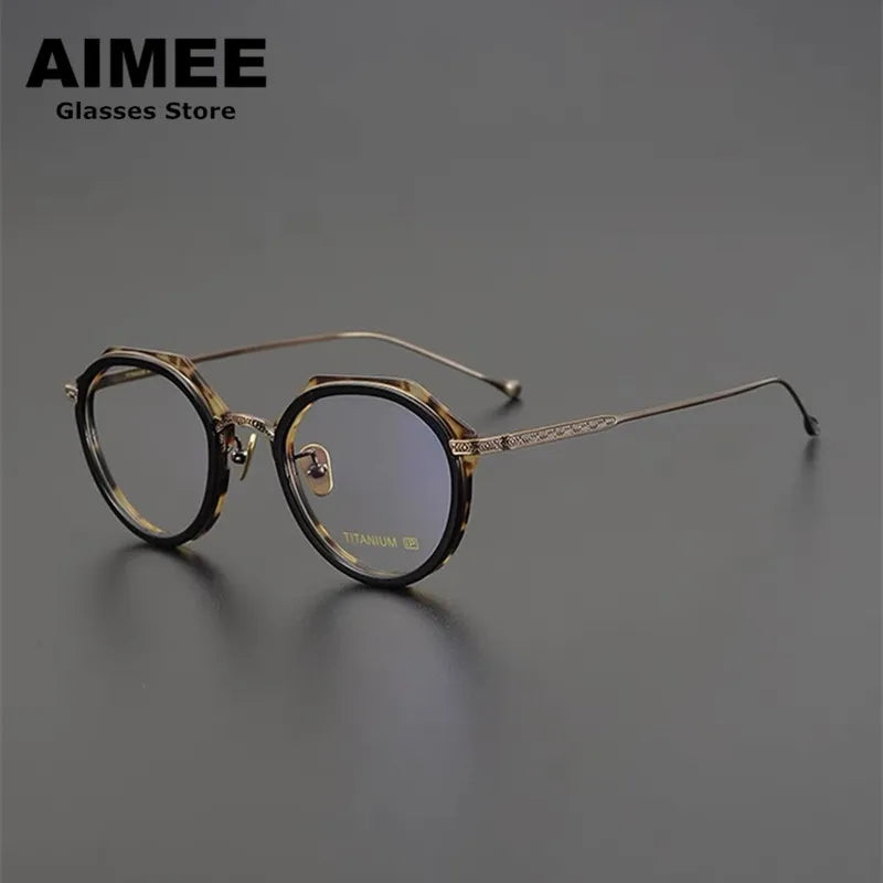 Stylish Aimee Unisex Full Rim Flat Top Polygon Titanium Acetate Eyeglasses Frame 13849 - Perfect for Work, Reading & Fashion Statement