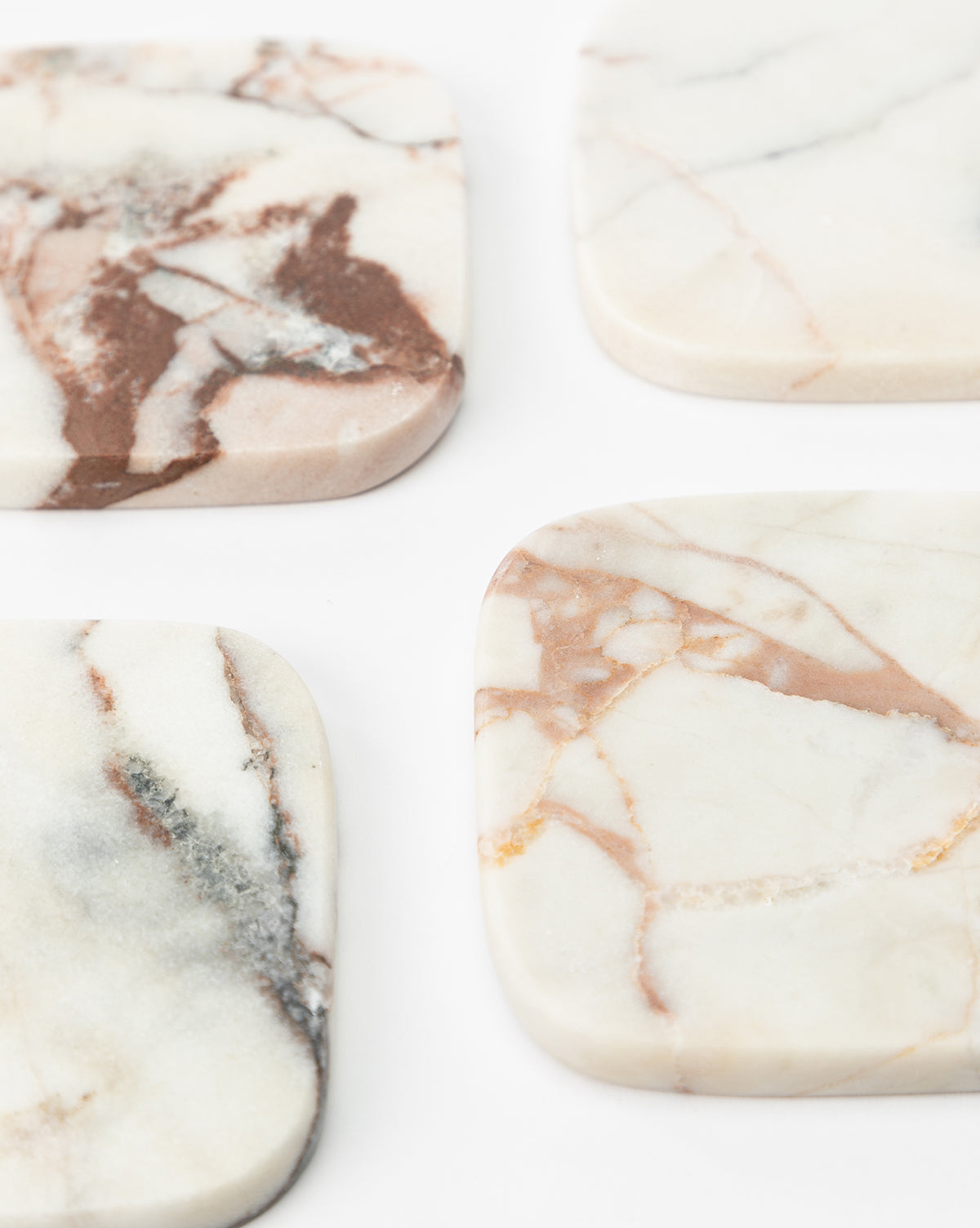Verona Matte Marble Coasters Set of 4 - Premium Stone Drink Coasters for Coffee Table, Bar, Dining Table - Elegant Home Decor & Housewarming Gift